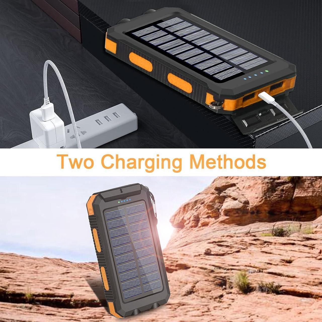 Alt view image 5 of 7 - Solar Charger 38800mAh Portable Solar Power Bank for All Cellphones Waterproof Battery Pack Outdoor External Backup Power Charger Dual USB 5V Outputs/LED Flashlights Perfect for Camping Travel