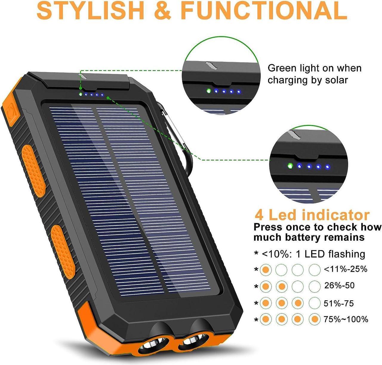 Alt view image 6 of 7 - Solar Charger 38800mAh Portable Solar Power Bank for All Cellphones Waterproof Battery Pack Outdoor External Backup Power Charger Dual USB 5V Outputs/LED Flashlights Perfect for Camping Travel
