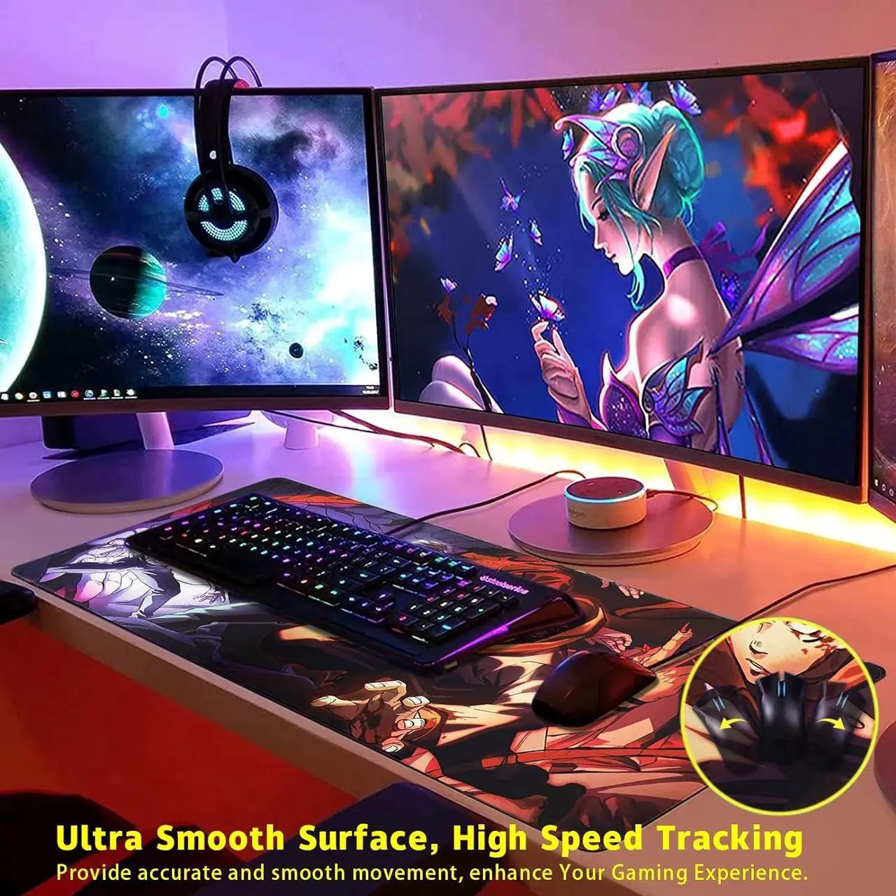 Alt view image 7 of 7 - Large Mouse Pad for Non Slip Rubber Base Gaming Anime Mouse Pad for Computer Stitched Edges Ultra Thick 3 mm Wide & Long Mousepad 31.5 x 11.8 x 0.12 (Jujutsu Kaisen-2)