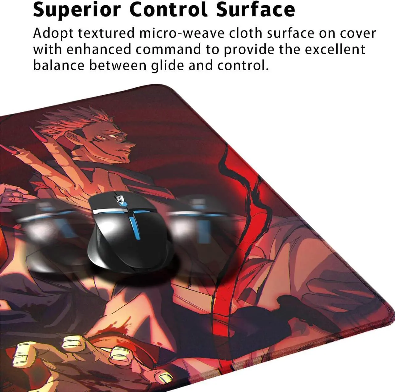 Alt view image 3 of 7 - Large Mouse Pad for Non Slip Rubber Base Gaming Anime Mouse Pad for Computer Stitched Edges Ultra Thick 3 mm Wide & Long Mousepad 31.5 x 11.8 x 0.12 (Jujutsu Kaisen-2)