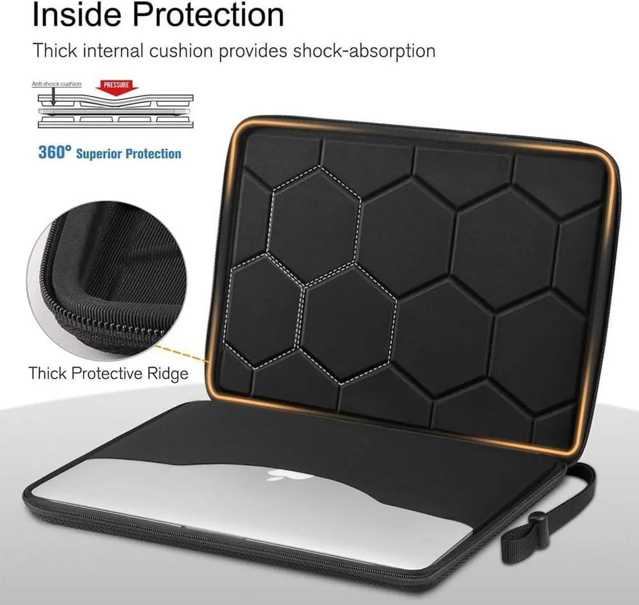 Alt view image 4 of 7 - Hard Laptop Sleeve Case for 13 inch MacBook Air M4 2025 M3 2024 14 inch MacBook Pro M4/M3/M2/M1 A2918 A2992 A2779 A2442 13 Air/Pro Waterproof Case for  Surface Laptop HP  Black