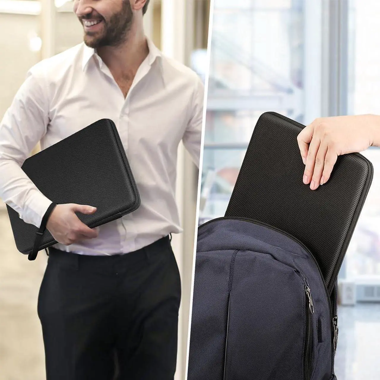 Alt view image 7 of 7 - Hard Laptop Sleeve Case for 13 inch MacBook Air M4 2025 M3 2024 14 inch MacBook Pro M4/M3/M2/M1 A2918 A2992 A2779 A2442 13 Air/Pro Waterproof Case for  Surface Laptop HP  Black