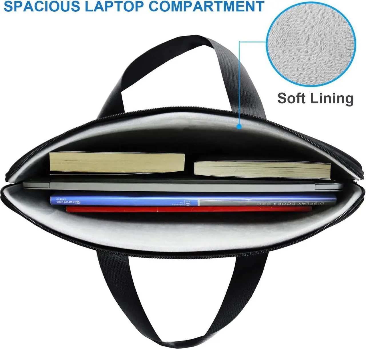 Alt view image 3 of 7 - Laptop Sleeve Case 15.6 inch Durable Travel Laptop Bag Handbag Shockproof Protective Computer Cover Carrying Bag Briefcase for 15 15.6 HP     Laptop Notebook Ultrabook (Black)