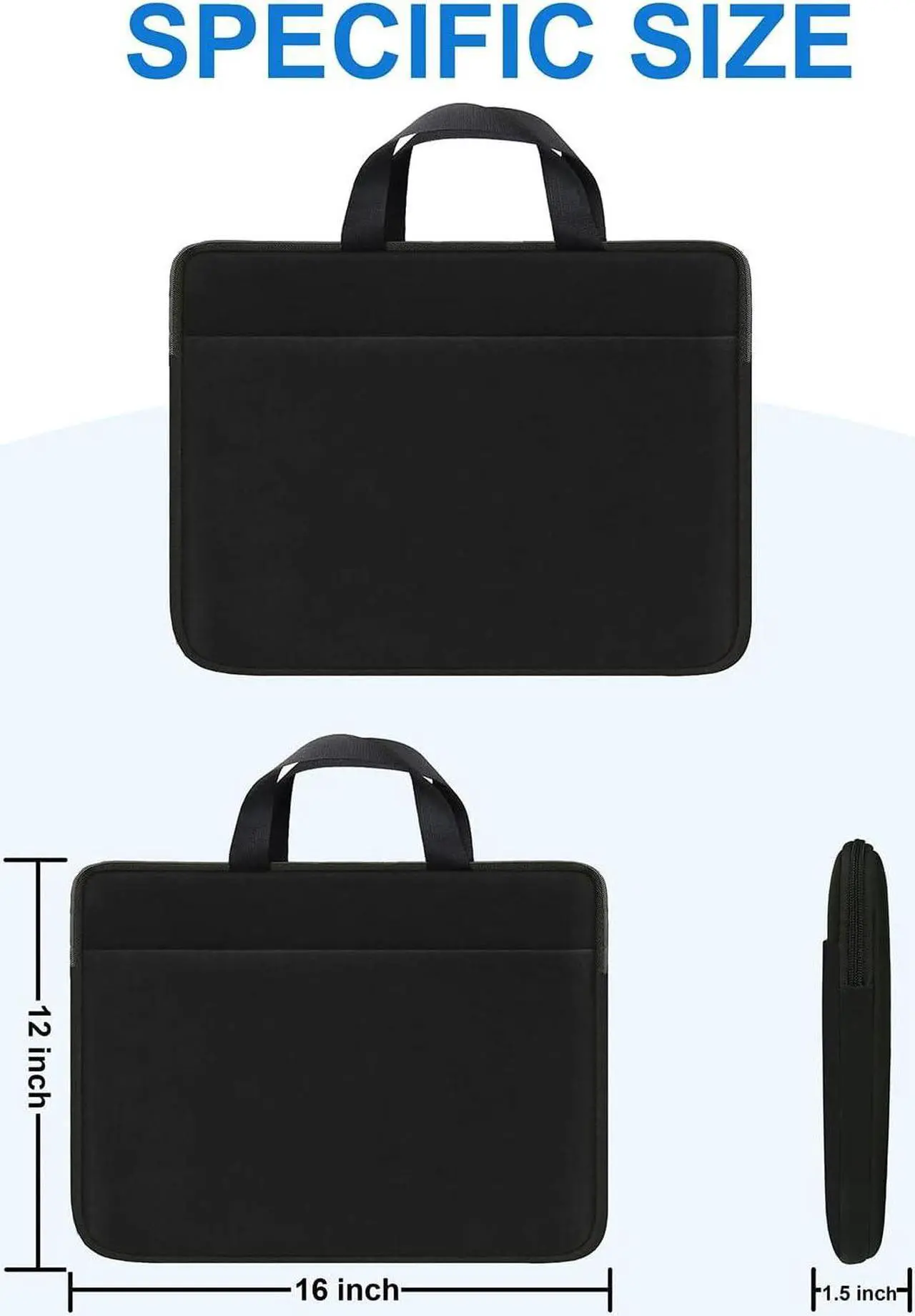Alt view image 5 of 7 - Laptop Sleeve Case 15.6 inch Durable Travel Laptop Bag Handbag Shockproof Protective Computer Cover Carrying Bag Briefcase for 15 15.6 HP     Laptop Notebook Ultrabook (Black)