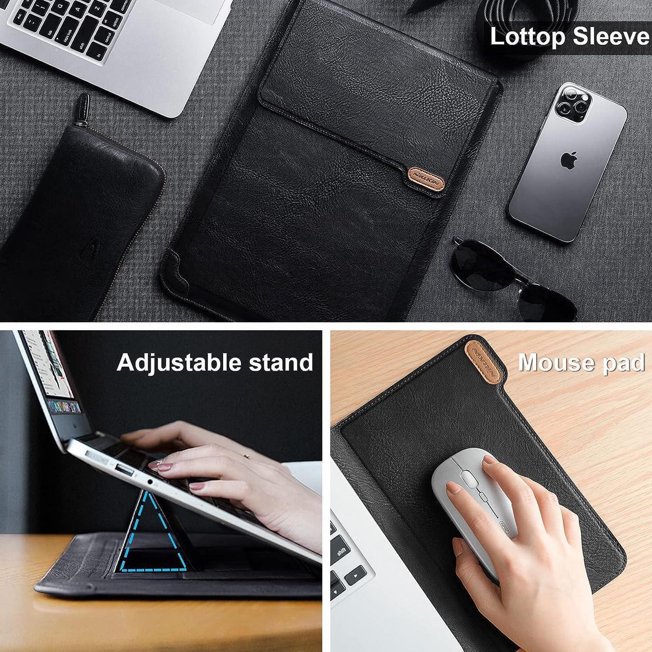 Alt view image 3 of 6 - Laptop Sleeve for MacBook Air M4/Pro 13/MacBook Air 13 inch MacBook Air Sleeve with Laptop Stand and Mouse Pad Laptop Case Bag for 13-14 inch MacBook   HP Laptops Black Texture