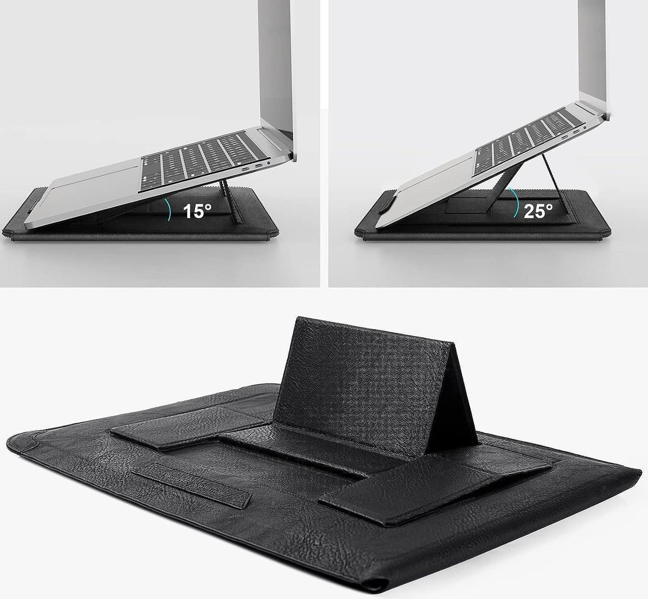 Alt view image 4 of 6 - Laptop Sleeve for MacBook Air M4/Pro 13/MacBook Air 13 inch MacBook Air Sleeve with Laptop Stand and Mouse Pad Laptop Case Bag for 13-14 inch MacBook   HP Laptops Black Texture