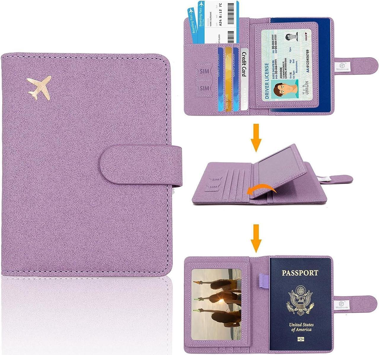Alt view image 2 of 7 - Passport Holder Passport Holder Card Slots Cute Passport cover for Women/Men Waterproof Rfid Blocking Travel Wallet (Glitter purple)