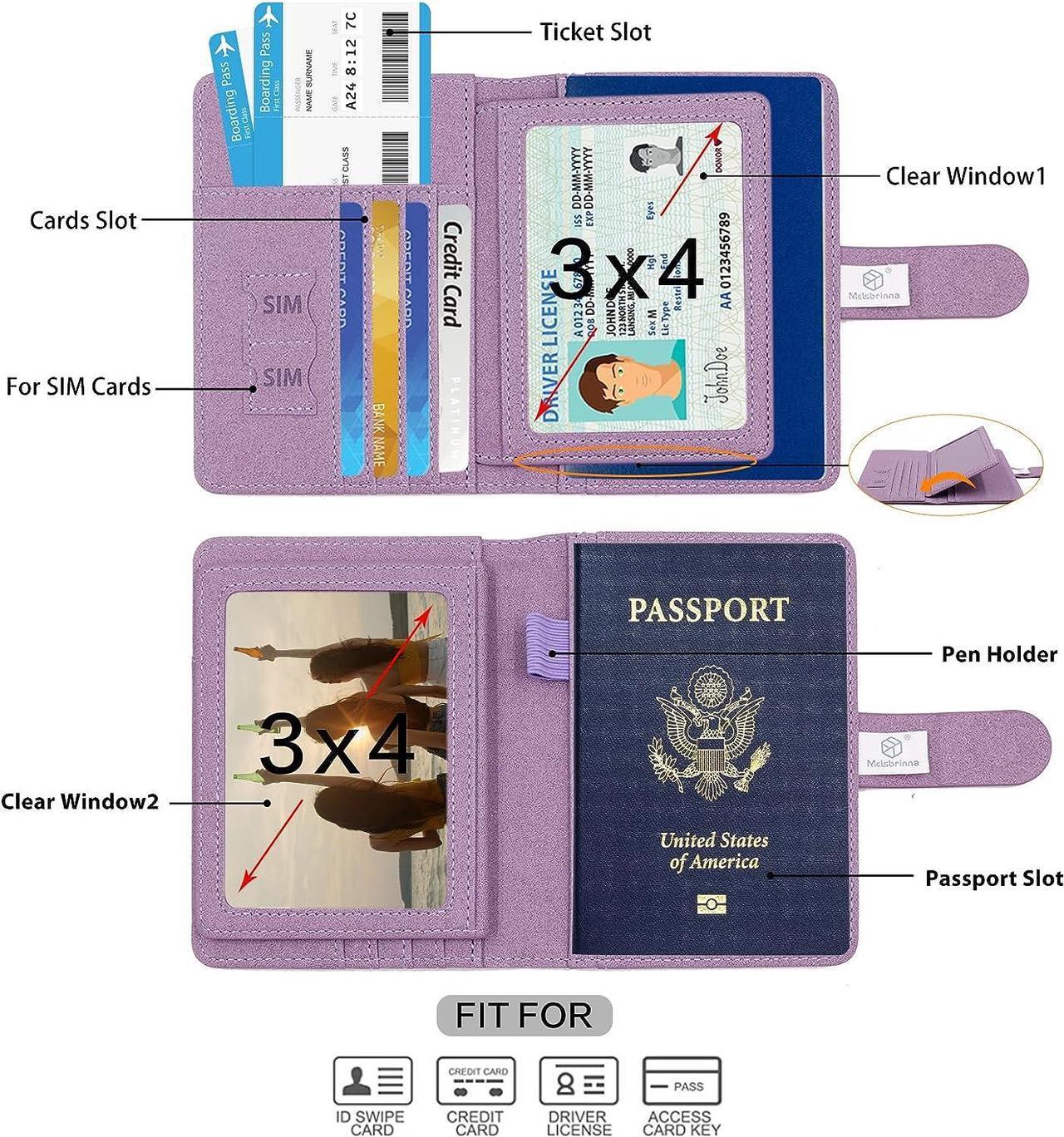 Alt view image 3 of 7 - Passport Holder Passport Holder Card Slots Cute Passport cover for Women/Men Waterproof Rfid Blocking Travel Wallet (Glitter purple)