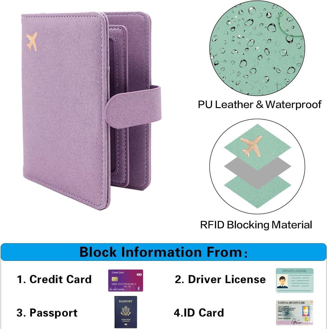 Alt view image 5 of 7 - Passport Holder Passport Holder Card Slots Cute Passport cover for Women/Men Waterproof Rfid Blocking Travel Wallet (Glitter purple)