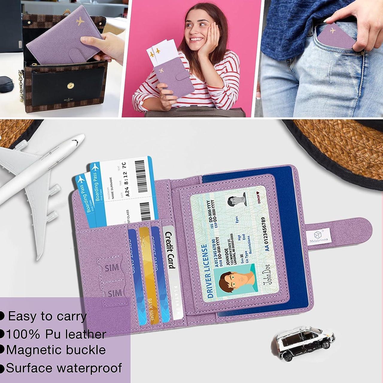 Alt view image 6 of 7 - Passport Holder Passport Holder Card Slots Cute Passport cover for Women/Men Waterproof Rfid Blocking Travel Wallet (Glitter purple)