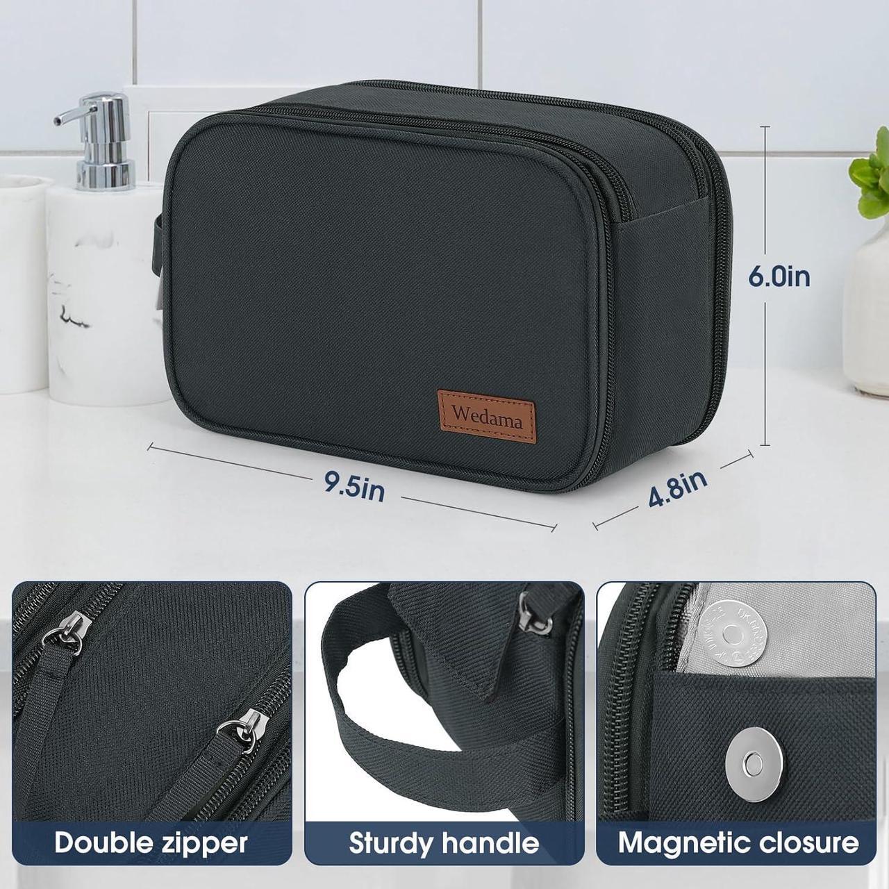 Alt view image 2 of 7 - Toiletry Bag for Men Handheld Travel Toiletry Bag Waterproof Travel Bag for Toiletries Thickened Polyester Travel Dopp Kit Toiletries Bag for Travel Business Trips and Camping Grey