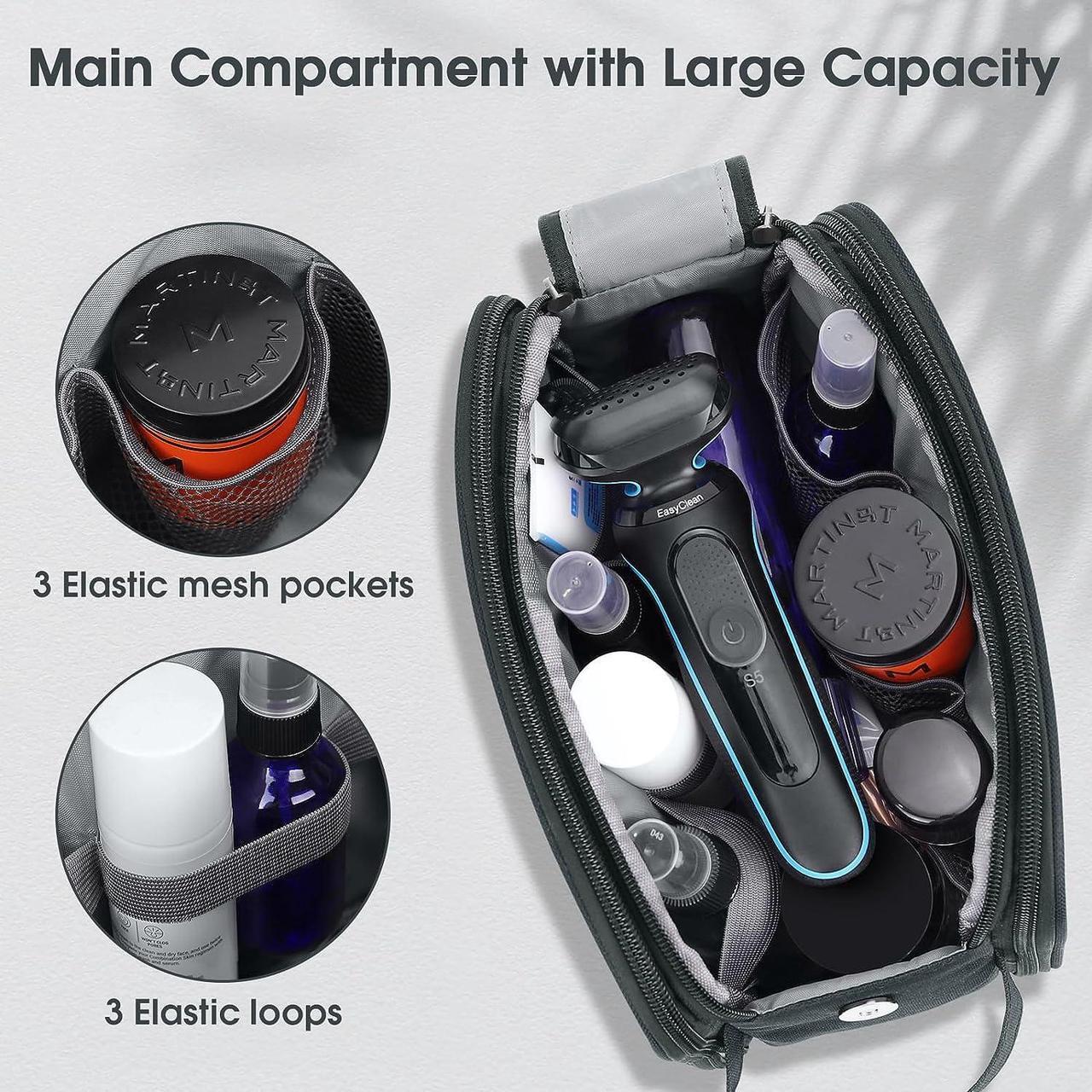 Alt view image 4 of 7 - Toiletry Bag for Men Handheld Travel Toiletry Bag Waterproof Travel Bag for Toiletries Thickened Polyester Travel Dopp Kit Toiletries Bag for Travel Business Trips and Camping Grey