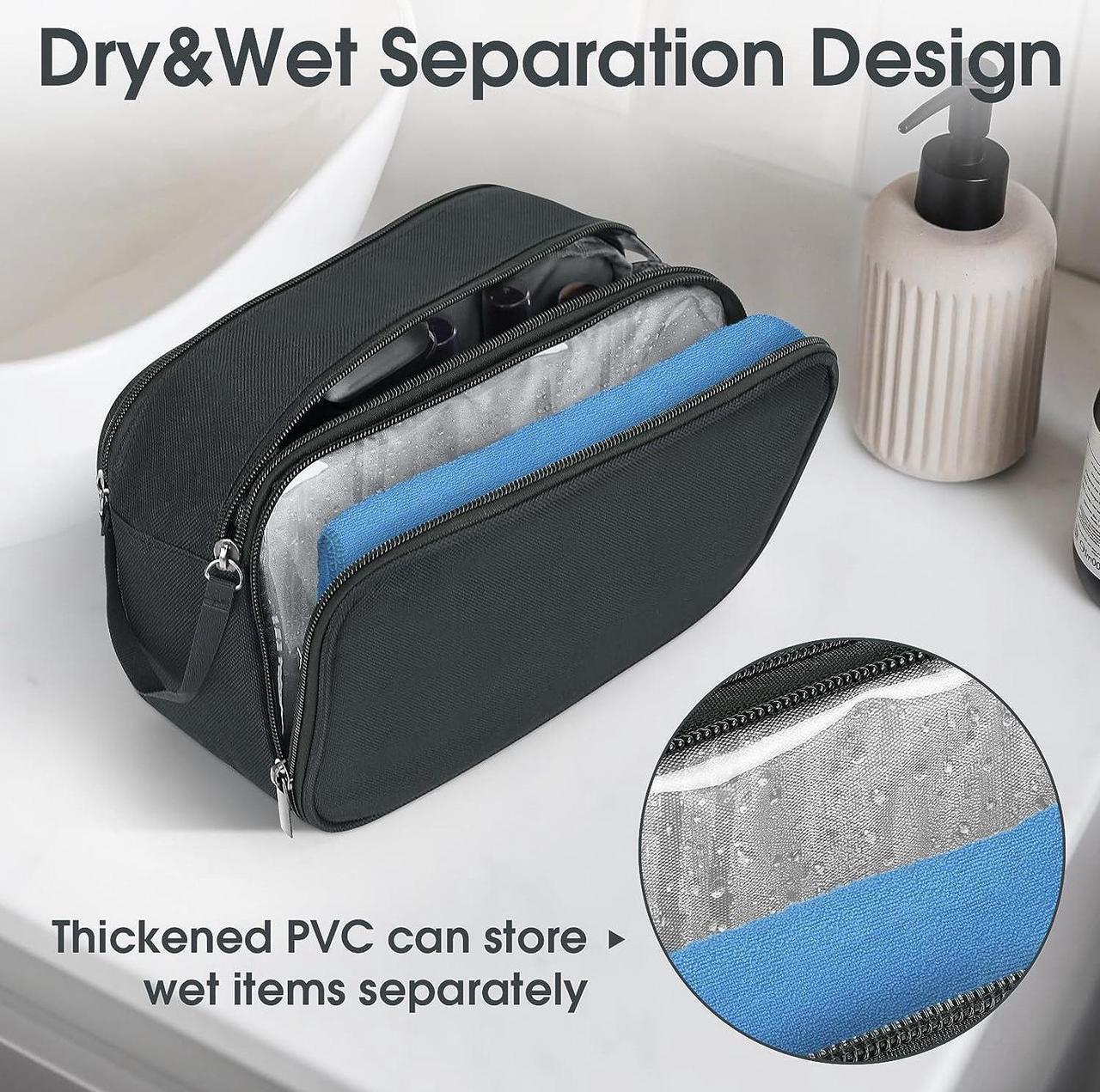 Alt view image 5 of 7 - Toiletry Bag for Men Handheld Travel Toiletry Bag Waterproof Travel Bag for Toiletries Thickened Polyester Travel Dopp Kit Toiletries Bag for Travel Business Trips and Camping Grey