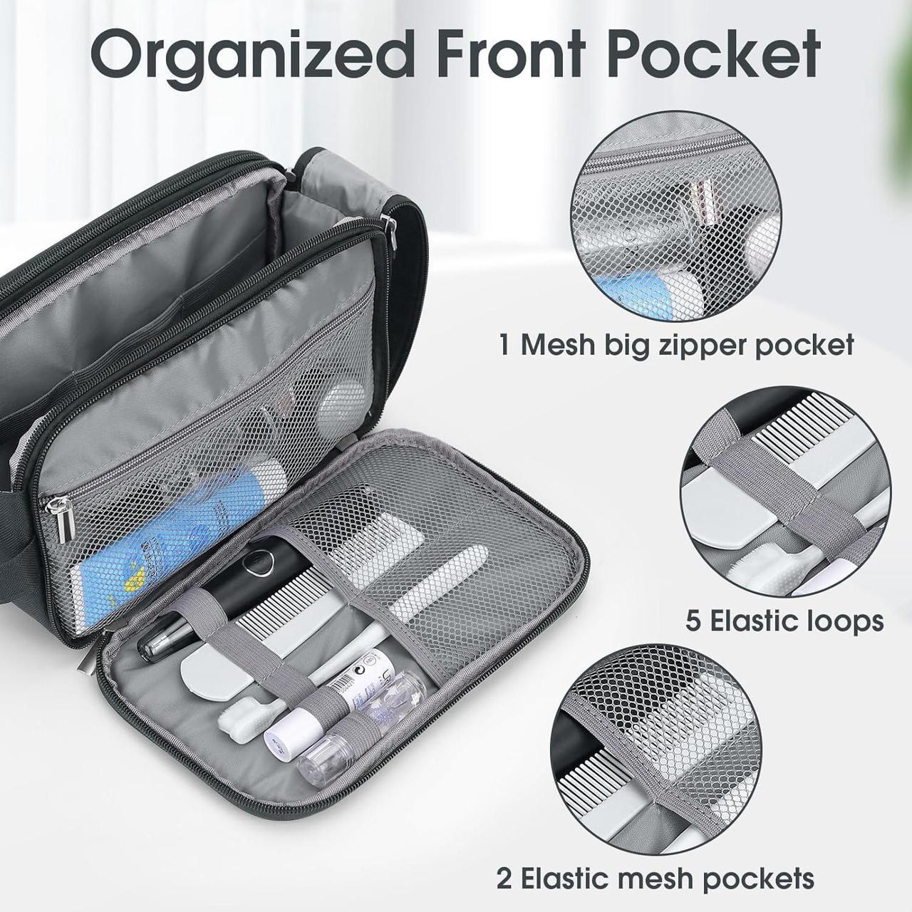 Alt view image 3 of 7 - Toiletry Bag for Men Handheld Travel Toiletry Bag Waterproof Travel Bag for Toiletries Thickened Polyester Travel Dopp Kit Toiletries Bag for Travel Business Trips and Camping Grey