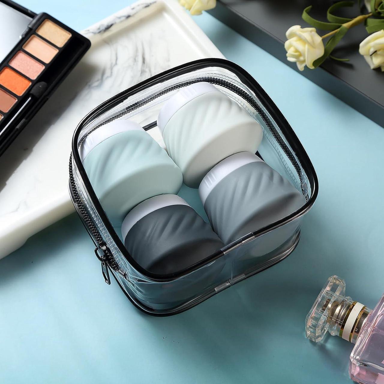 Alt view image 7 of 7 - Travel Containers for Toiletries Silicone Cream Jars TSA Approved Travel Size Containers with Clear Bag Leak-proof Travel Accessories with Lid for Cosmetic Face Body Hand Cream (4 Pack)