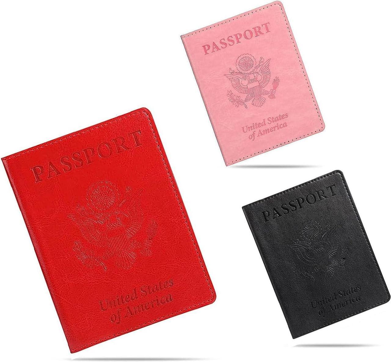 Main image of Passport Holder Women Passport Wallet Travel Document Organizer Waterproof Cruise Accessories Travel Must Haves PU Leather Passport Cover for Women Men (Red/Pink/Black)