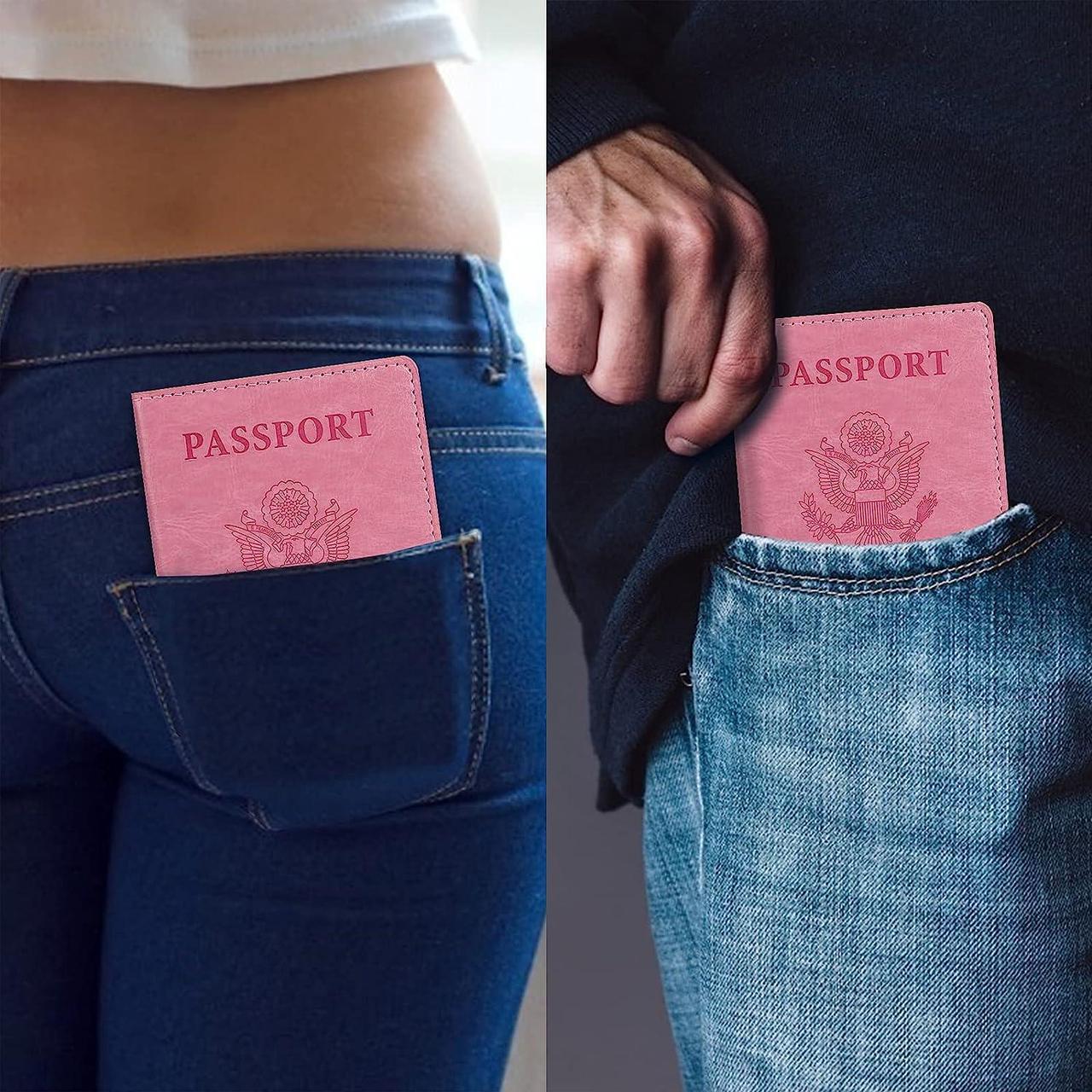 Alt view image 5 of 6 - Passport Holder Women Passport Wallet Travel Document Organizer Waterproof Cruise Accessories Travel Must Haves PU Leather Passport Cover for Women Men (Red/Pink/Black)