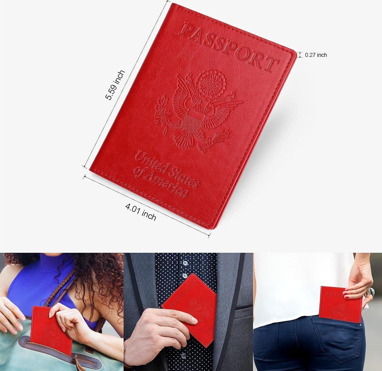 Alt view image 6 of 6 - Passport Holder Women Passport Wallet Travel Document Organizer Waterproof Cruise Accessories Travel Must Haves PU Leather Passport Cover for Women Men (Red/Pink/Black)