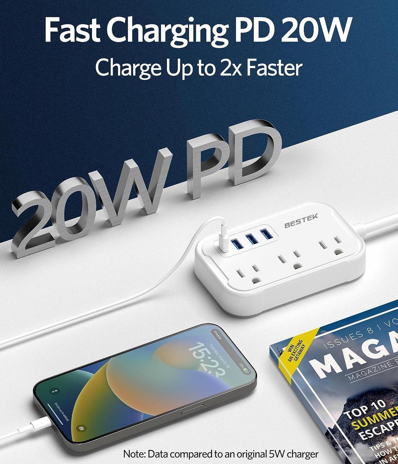 Alt view image 2 of 7 - UK Travel Plug Adapter: US to UK Plug Adapter - Type G Adapter and Converter Power Strip with 3 AC Outlets and 4 USB(1 PD20W) - for USA to UK Ireland Scotland Hong Kong England British London 2.6ft