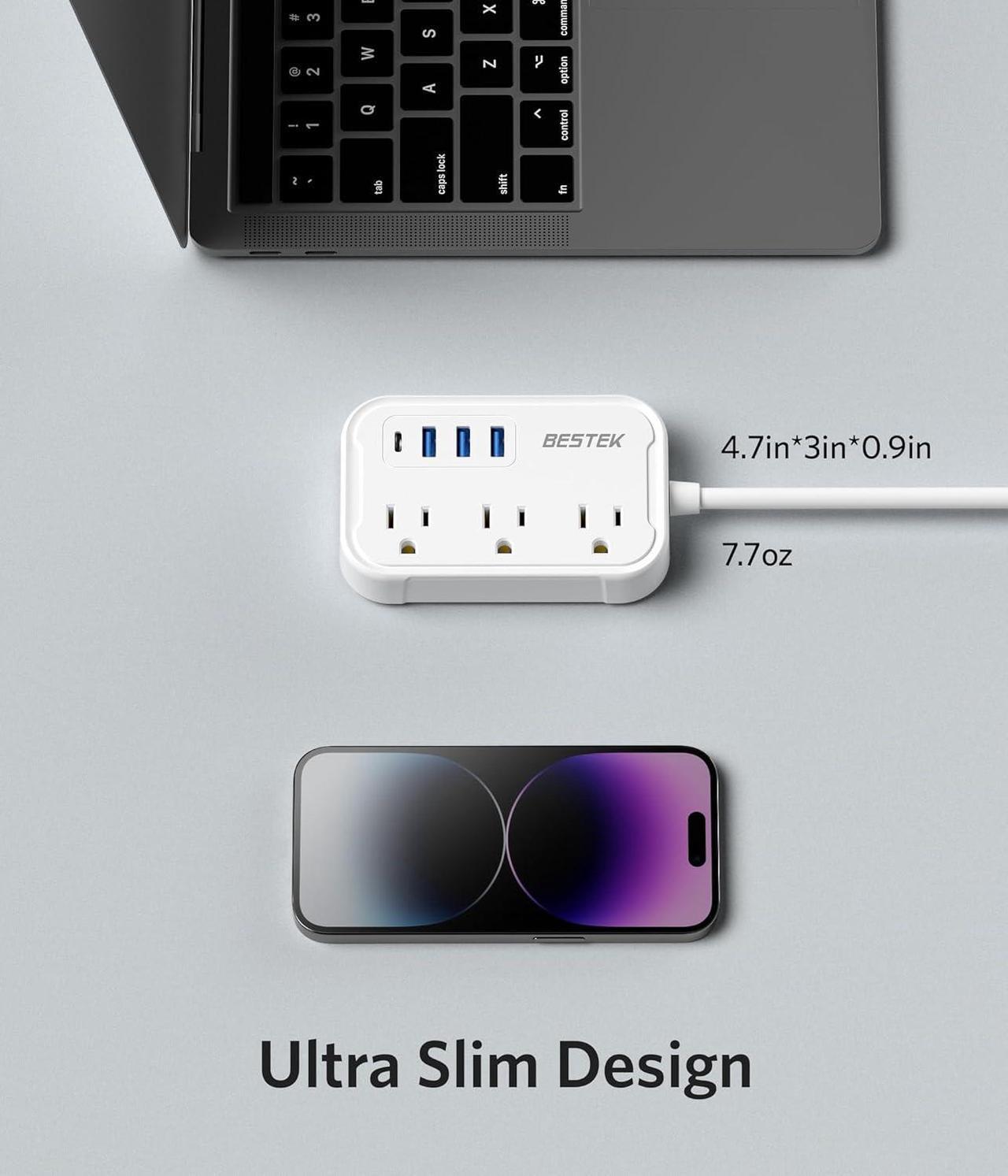 Alt view image 6 of 7 - UK Travel Plug Adapter: US to UK Plug Adapter - Type G Adapter and Converter Power Strip with 3 AC Outlets and 4 USB(1 PD20W) - for USA to UK Ireland Scotland Hong Kong England British London 2.6ft