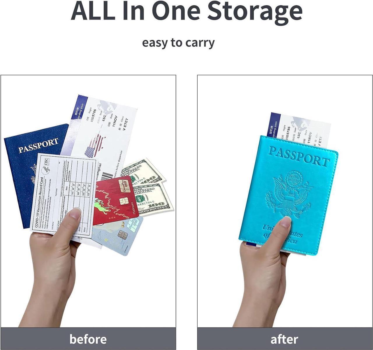 Alt view image 2 of 7 - Passport Holder Cover Wallet RFID Blocking Card Slot for Women Men Sky Blue