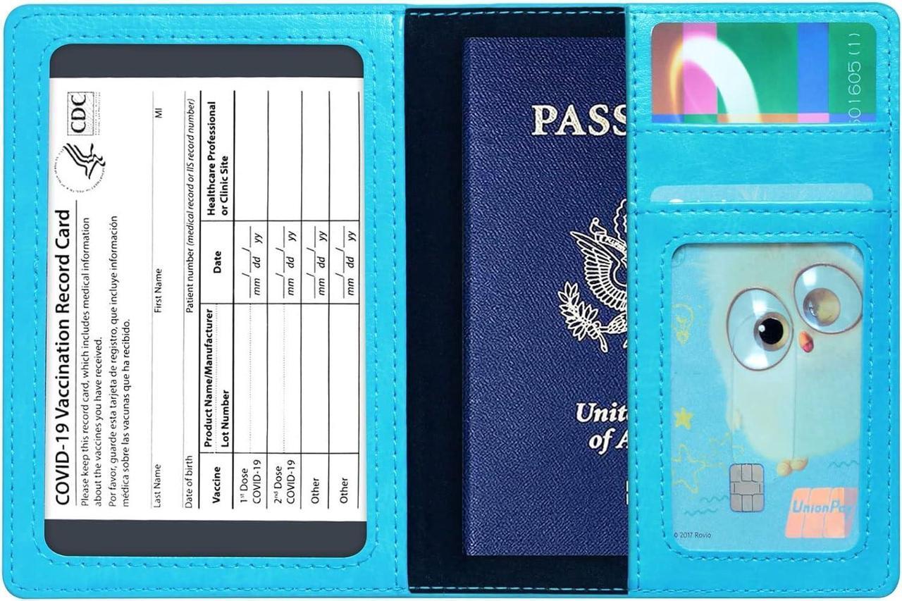 Alt view image 4 of 7 - Passport Holder Cover Wallet RFID Blocking Card Slot for Women Men Sky Blue