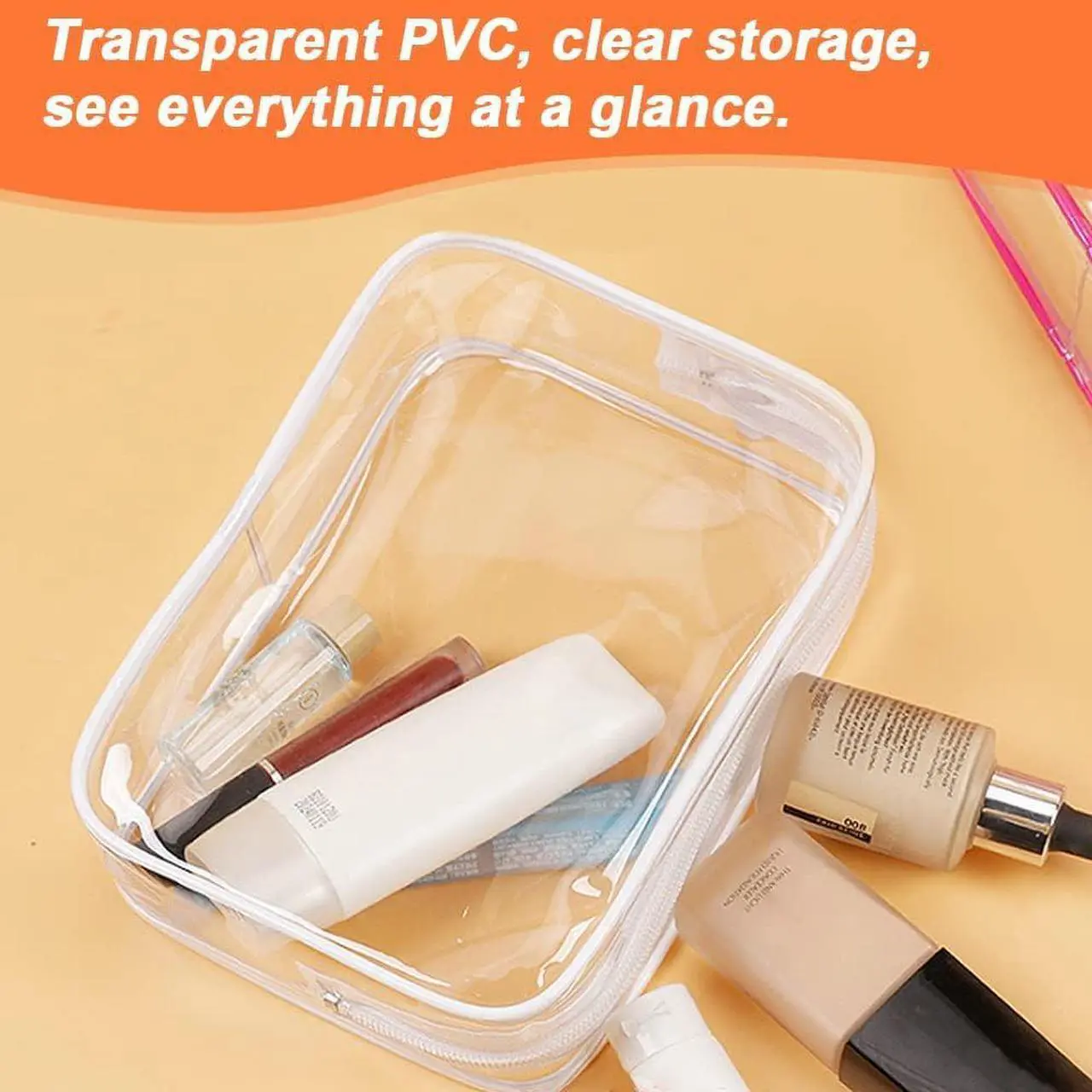 Alt view image 4 of 7 - Clear Toiletry Bag 6 Pack Quart Size Travel Bag Clear Cosmetic Makeup Bags wih Zippers for Women Men Vacation Bathroom and Organizing