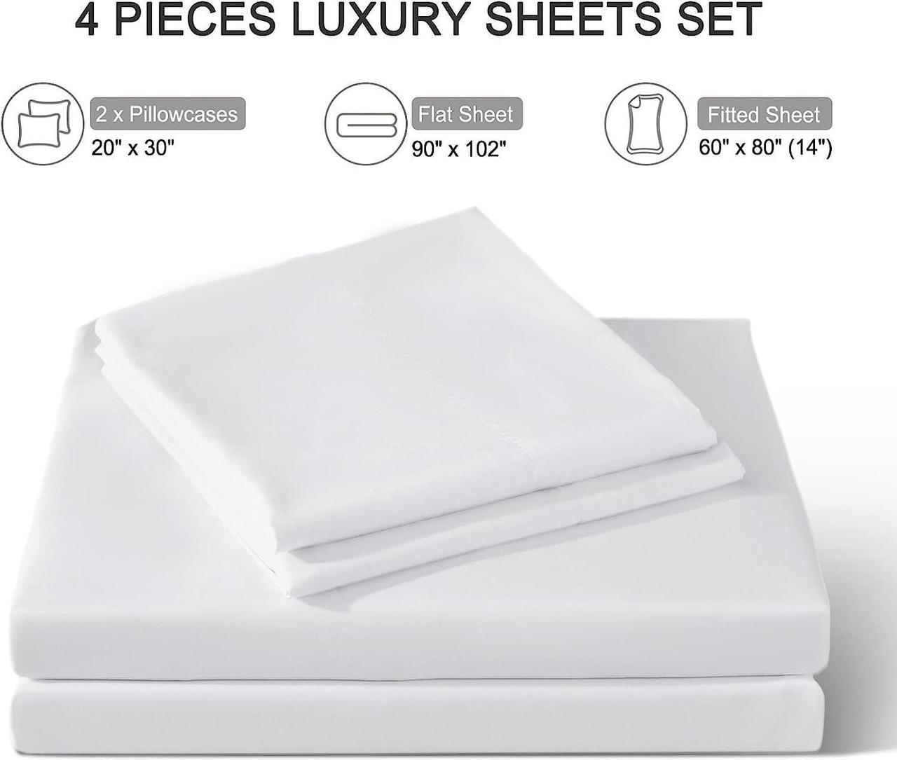 Alt view image 2 of 7 - White Queen Sheets Set 4 Piece Hotel Luxury Super Soft 1800 Series Microfiber Queen Bed Sheets Set-Wrinkle Free & Breathable-14 Deep Pocket Sheets for Queen Size Bed(Queen White)