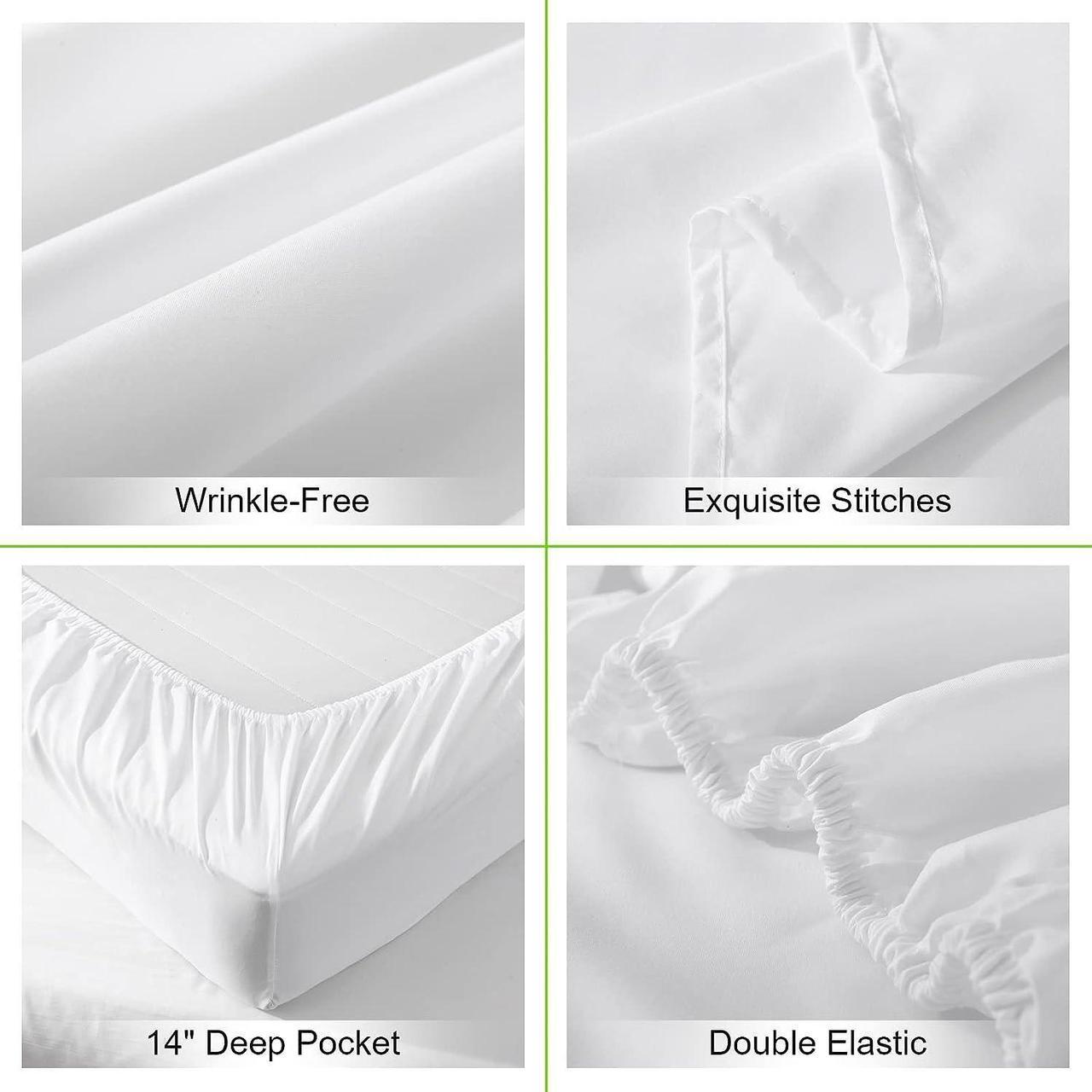 Alt view image 4 of 7 - White Queen Sheets Set 4 Piece Hotel Luxury Super Soft 1800 Series Microfiber Queen Bed Sheets Set-Wrinkle Free & Breathable-14 Deep Pocket Sheets for Queen Size Bed(Queen White)