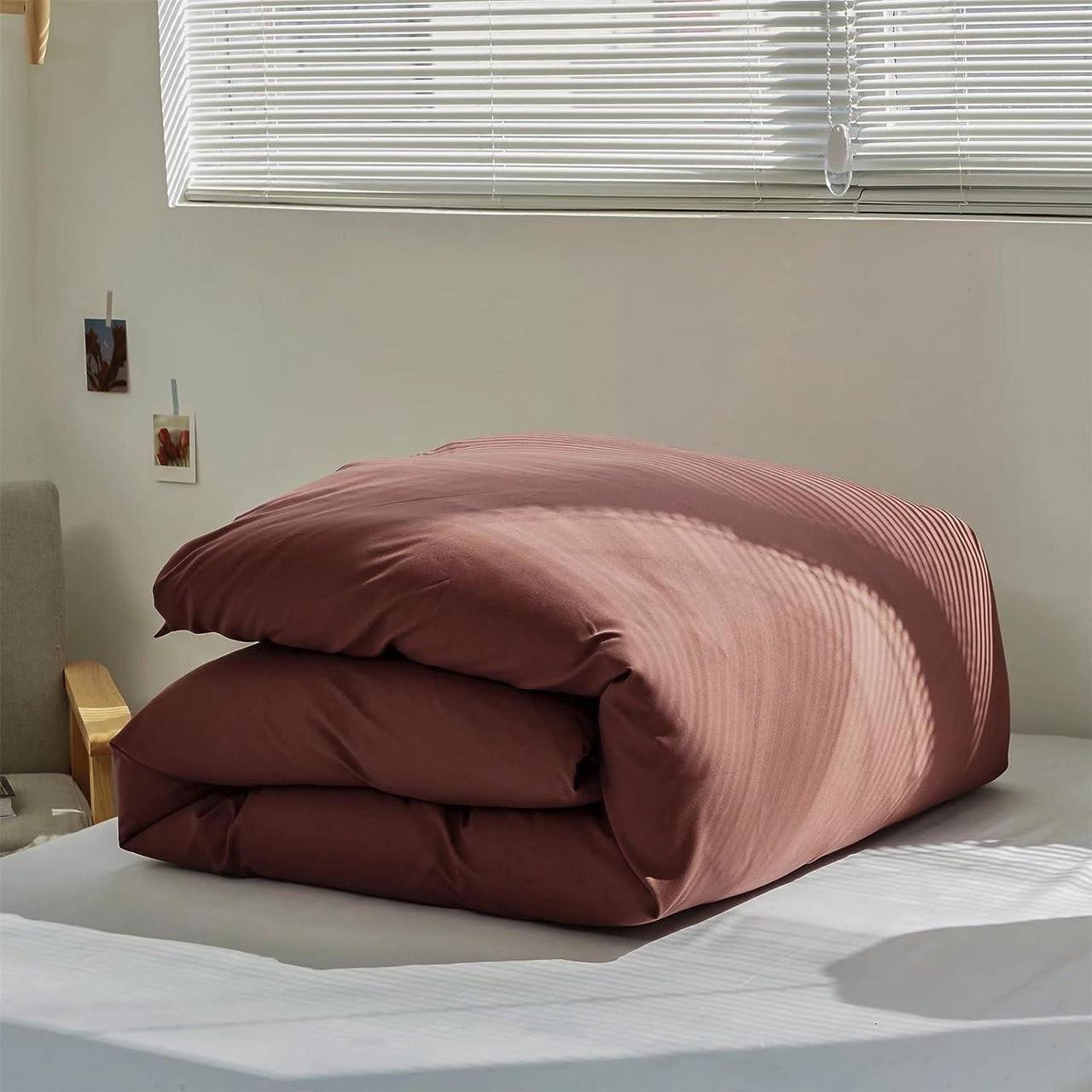 Alt view image 7 of 7 - Brick Red Comforter Set Queen Purplish Red Bedding Full Brick Color Vintage Bedding Comforter Sets for Teen Girls Women Dark Purple Comforter Queen Quilt Soft Solid Color Brown Red Bedding