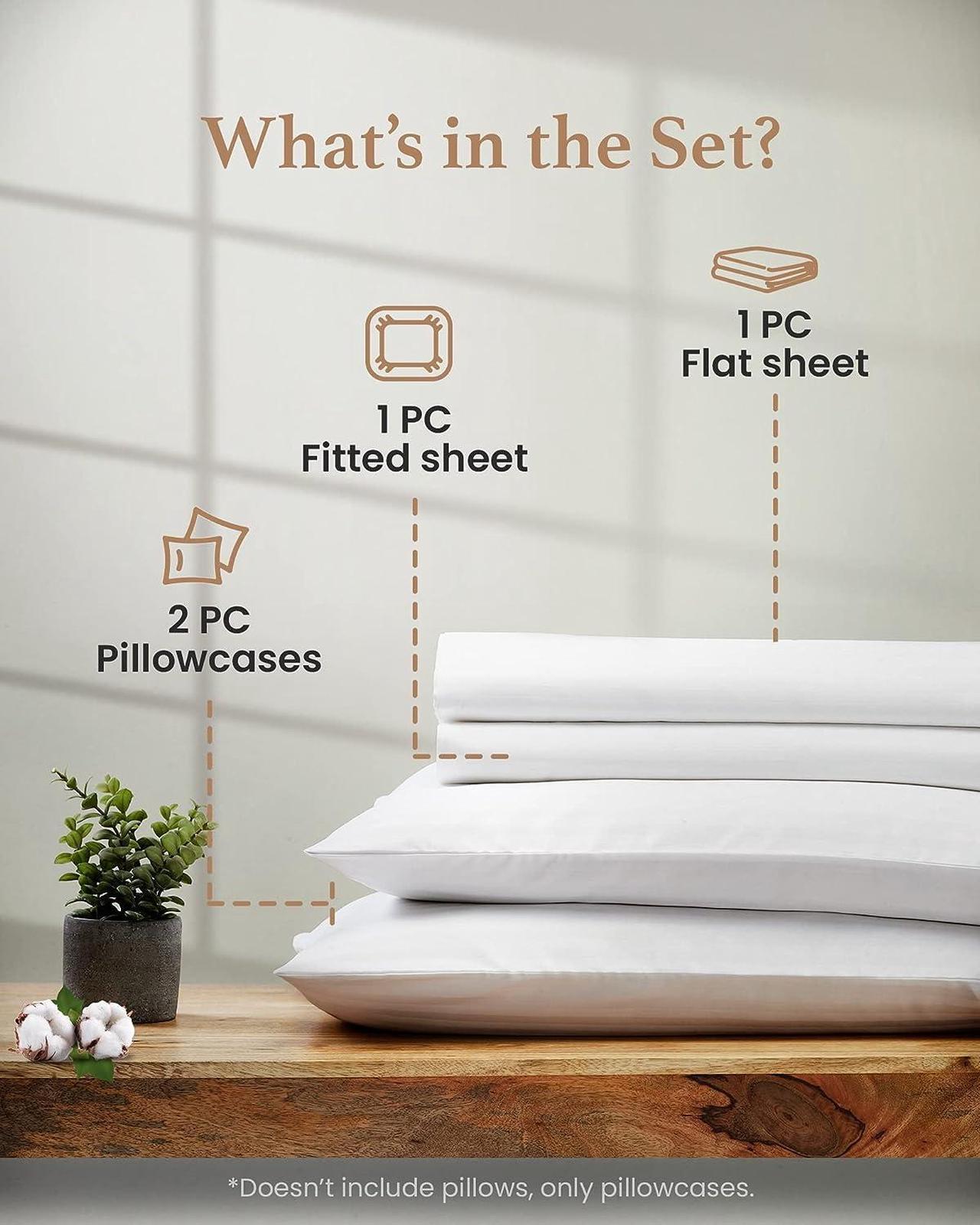Alt view image 3 of 7 - 1000 Thread Count Egyptian Cotton Sheets Queen Size 4 Pc Luxury Sheets Set Long Staple 100% Cotton Sheets for Queen Size Bed 16 Deep Pocket Hotel Style Sheets Sateen Sheets Queen White