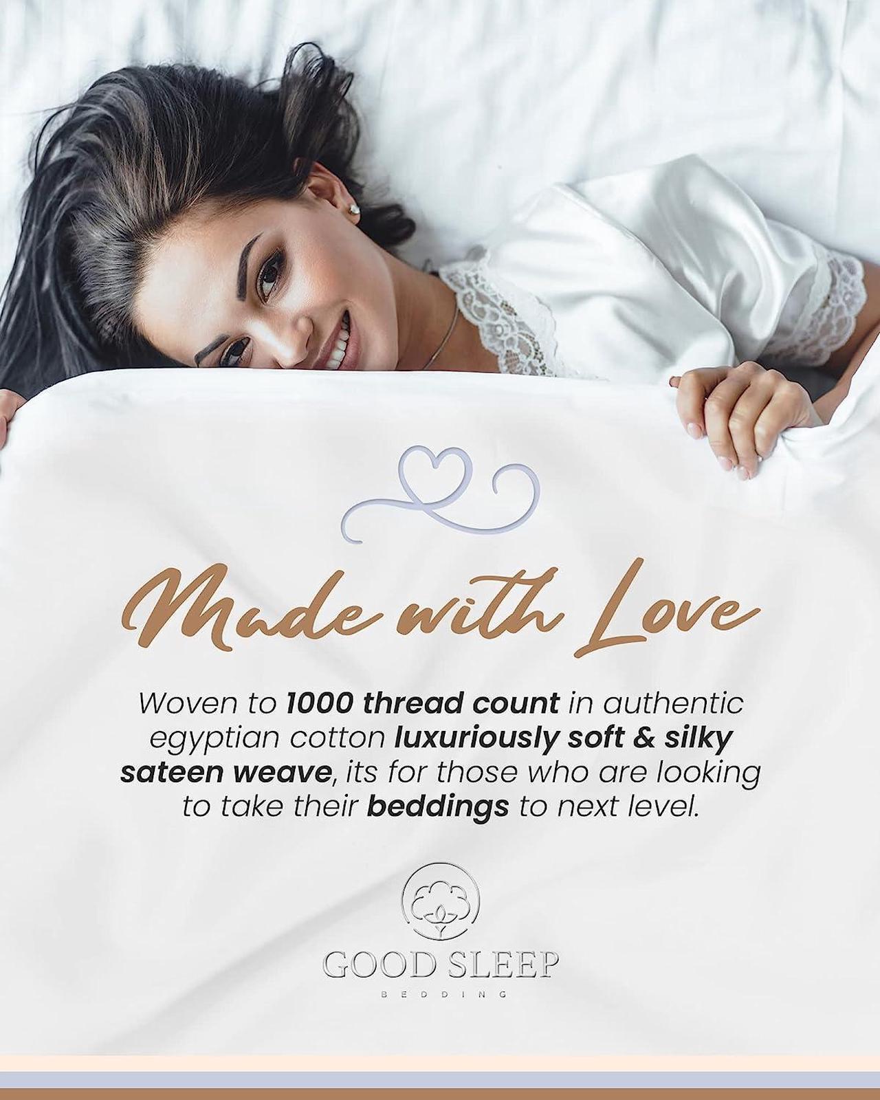 Alt view image 6 of 7 - 1000 Thread Count Egyptian Cotton Sheets Queen Size 4 Pc Luxury Sheets Set Long Staple 100% Cotton Sheets for Queen Size Bed 16 Deep Pocket Hotel Style Sheets Sateen Sheets Queen White