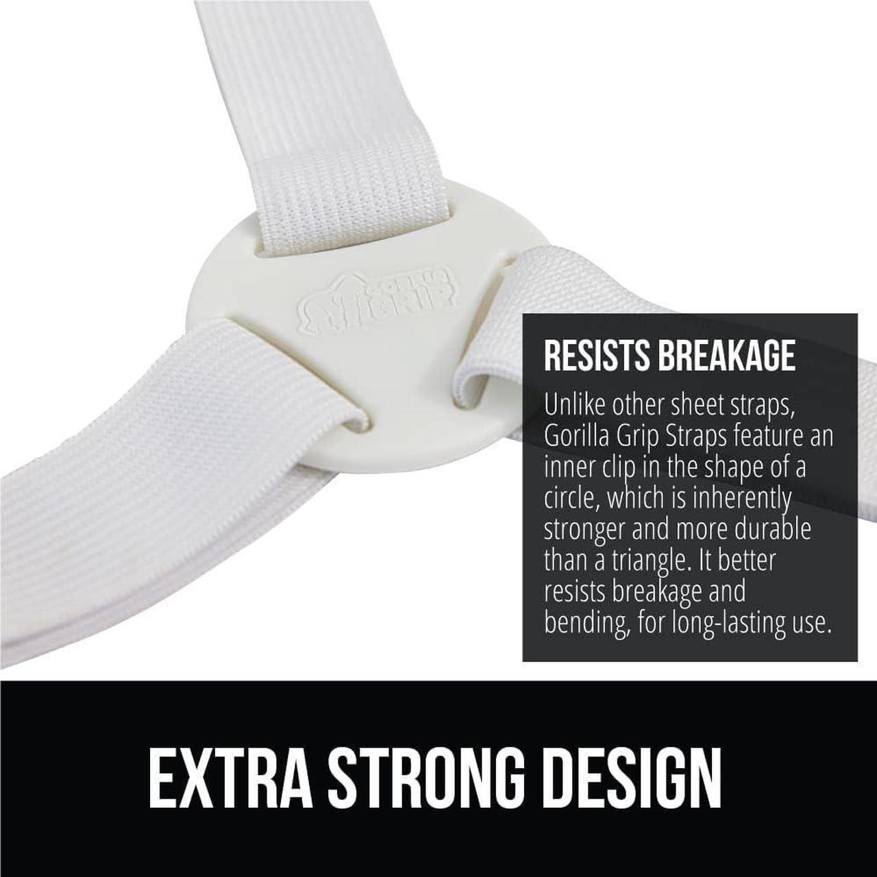 Alt view image 3 of 7 - Bed Sheet Straps Adjustable Elastic Fasteners with Metal Clips Keep in Place Fitted Bedding Holder Easy Install Suspenders Mattresses Firm Tight Accessories 4 Pack White