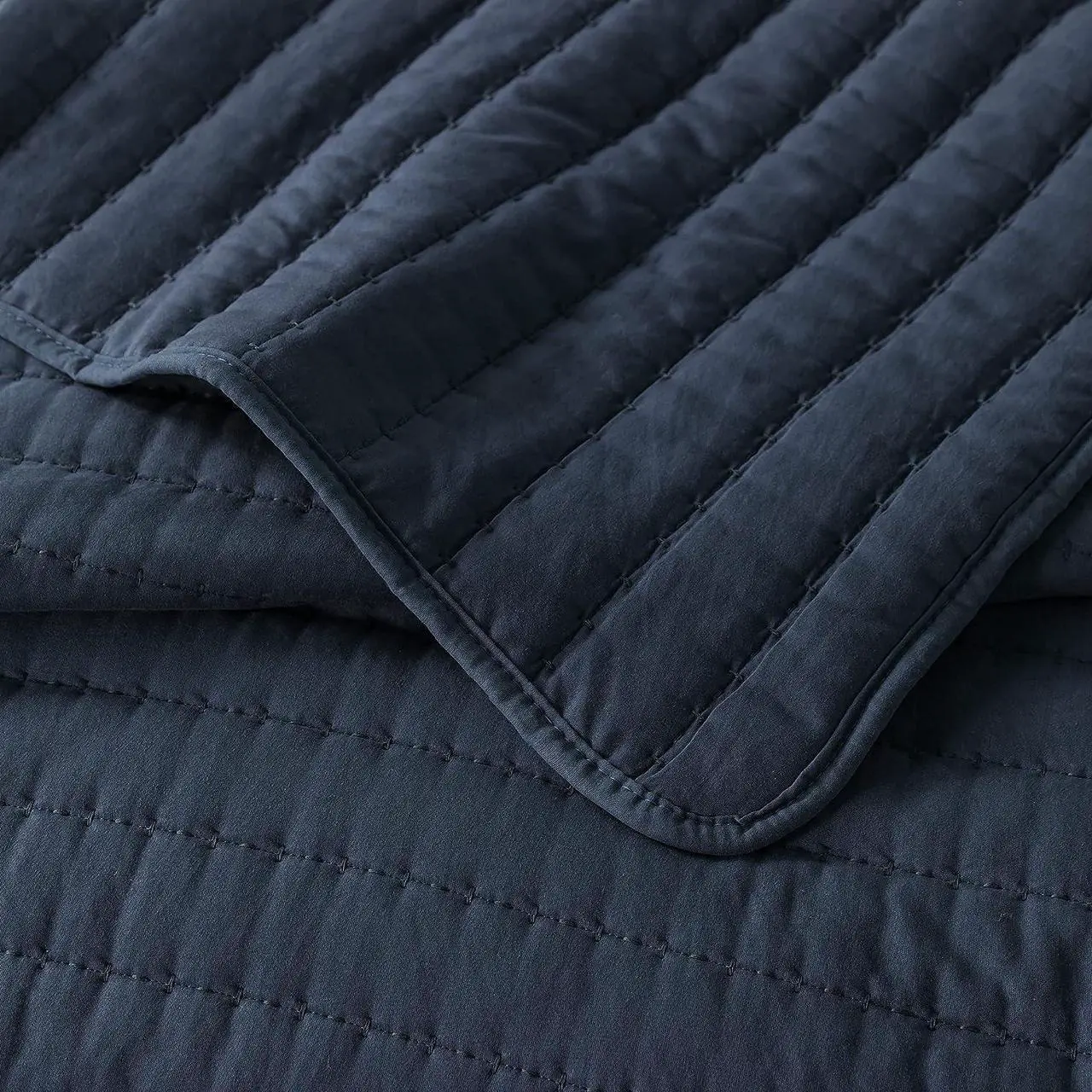 Alt view image 6 of 7 - Navy Blue Queen Size Quilt Bedding Sets with Pillow Shams Mustard Full Lightweight Soft Bedspread Coverlet Quilted Blanket Thin Comforter Bed Cover for All Season 3 Pieces 90x90 inches