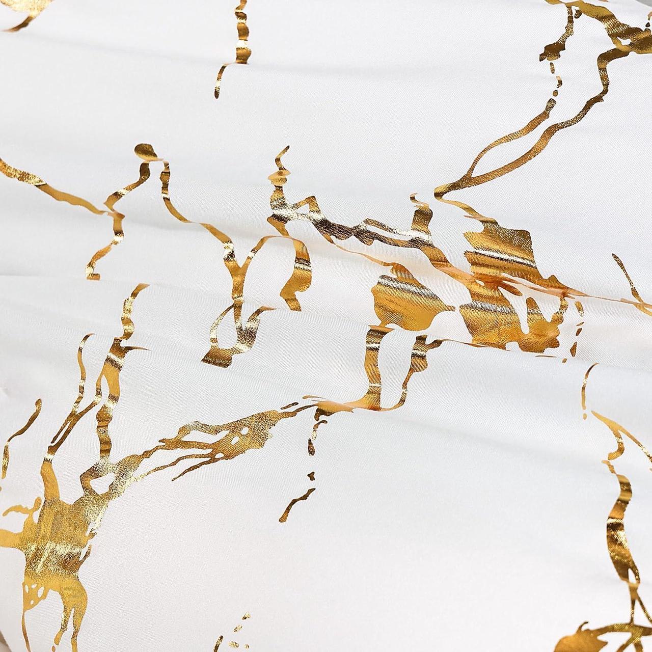 Alt view image 3 of 6 - Gold White Comforter Queen Comforter Set Marble Print Glitter Gold Queen Bed Set Luxury White Queen Size Comforter Set for Men Women White Bedding Queen Set 3Pcs (1 Comforter 2 Pillowcases)
