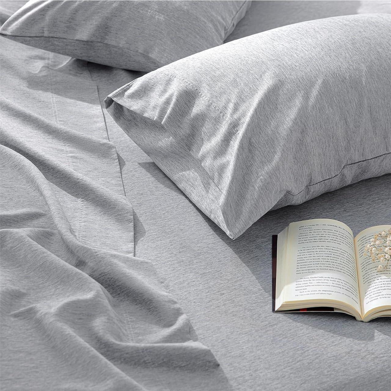 Alt view image 4 of 7 - Deep Pocket Queen Sheet Set - Ultra Soft Cationic Dyed Air Mattress Sheets Fits Mattresses Up to 24 Thick Breathable Hotel Luxury Bed Sheets - 4 Pieces Bedding Sheets & Pillowcases Grey