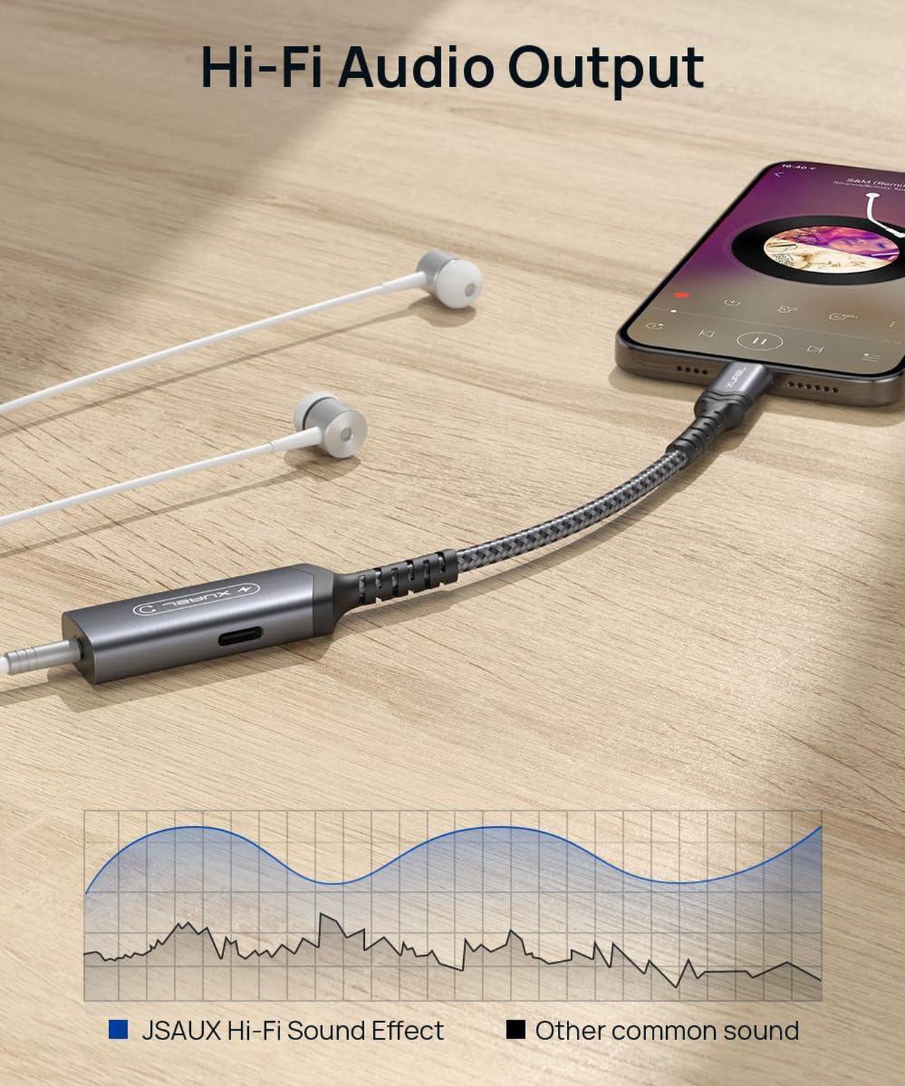 Alt view image 6 of 7 - USB C to 3.5mm Headphone and Charger Adapter 2-in-1 AUX Mic Jack with PD 60W Fast Charging for Stereo Earphones Compatible for iPhone 15 Pro Max/15 Pro Samsung S23/S22/S21 iPad Pro Pixel-Grey