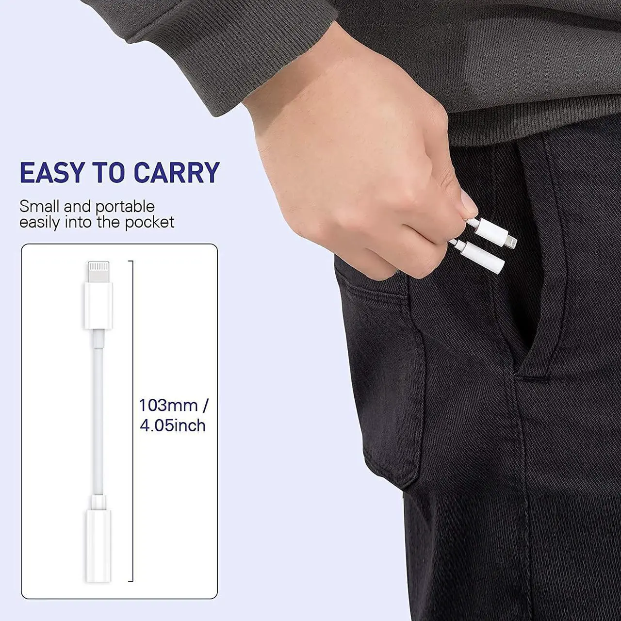 Alt view image 2 of 7 - iPhone Headphone Jack Adapter 2 Pack Lightning to 3.5 mm Earbuds Converter Aux Earphones Cable Audio Connector Cord Compatible with iPhone 12/SE/11/XR/Xs/X/8/iPad/iPod