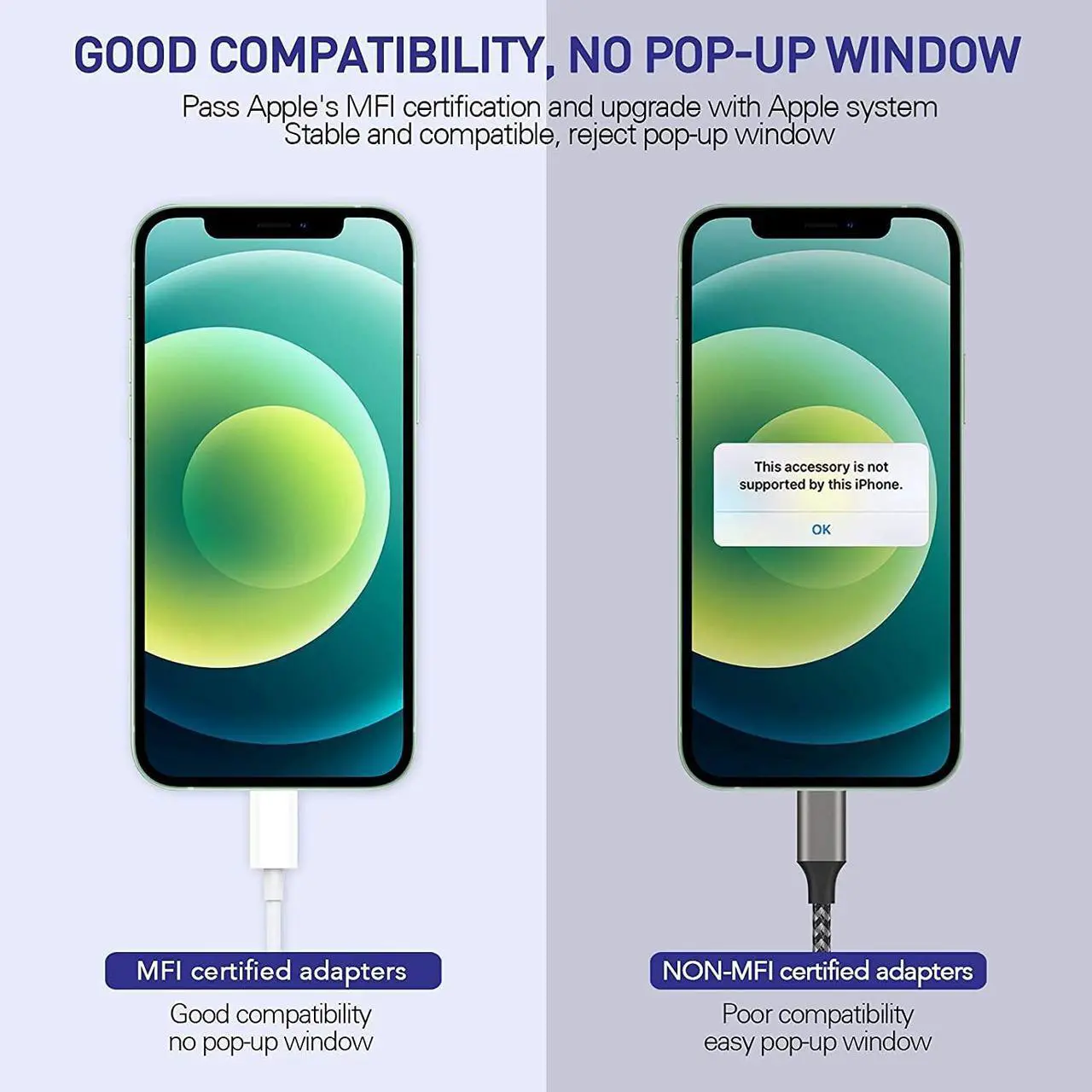 Alt view image 4 of 7 - iPhone Headphone Jack Adapter 2 Pack Lightning to 3.5 mm Earbuds Converter Aux Earphones Cable Audio Connector Cord Compatible with iPhone 12/SE/11/XR/Xs/X/8/iPad/iPod