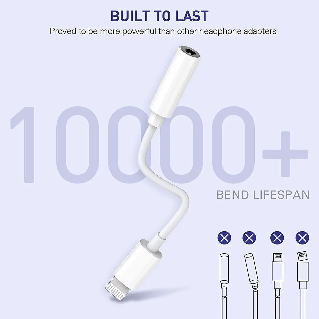 Alt view image 6 of 7 - iPhone Headphone Jack Adapter 2 Pack Lightning to 3.5 mm Earbuds Converter Aux Earphones Cable Audio Connector Cord Compatible with iPhone 12/SE/11/XR/Xs/X/8/iPad/iPod