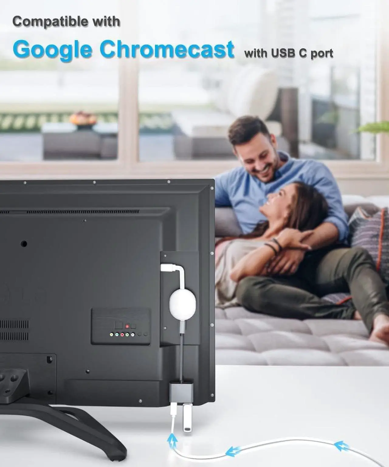 Alt view image 6 of 7 - USB C OTG Cable Camera Adapter with Power Supply Type C to 60W PD Charging and USB 3.0 Splitter Charger Thunderbolt 3 for Google TV Chromecast 2020 MacBook iPad Pro Air 4 5 Mini 6 S21 S22