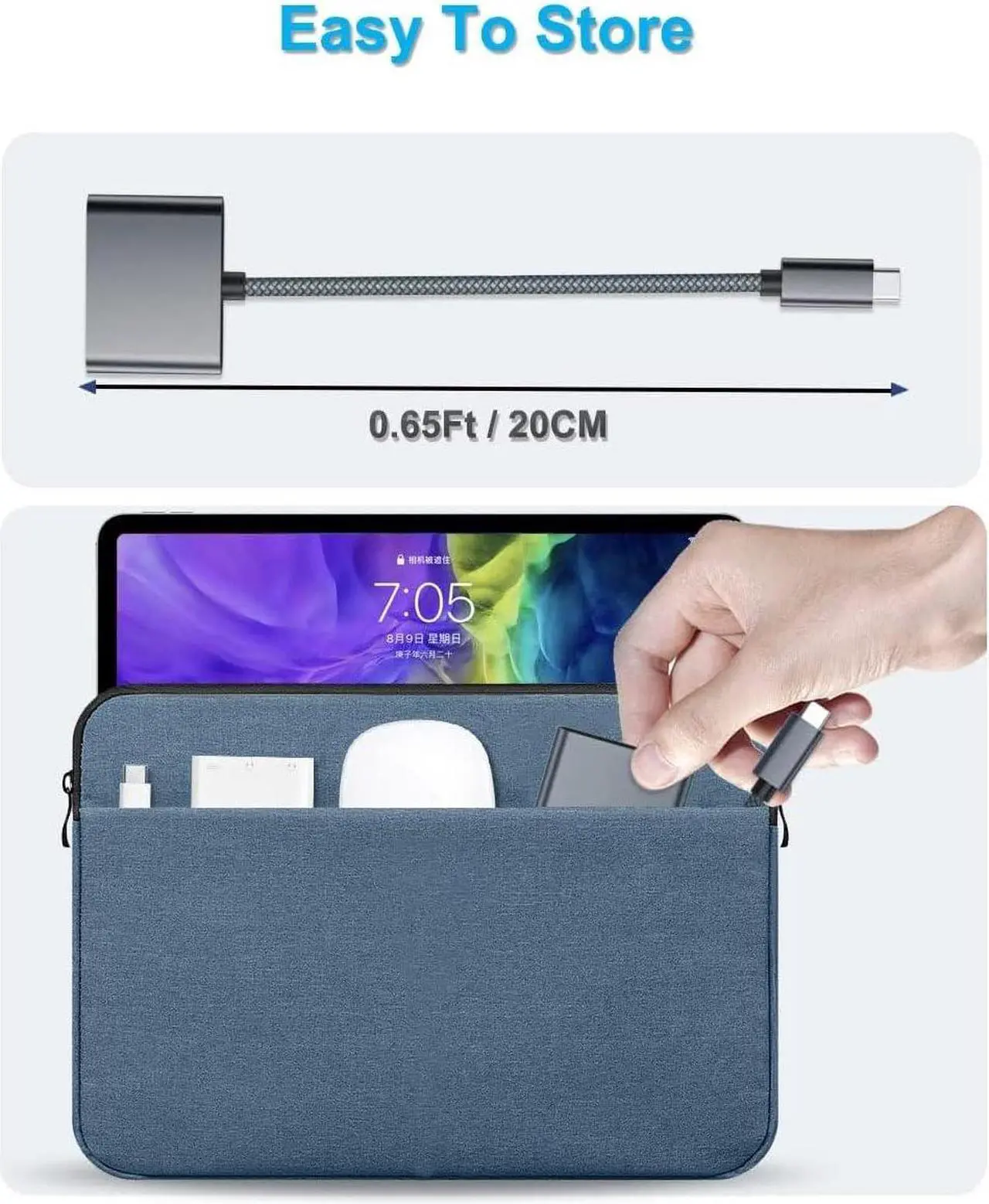 Alt view image 7 of 7 - USB C OTG Cable Camera Adapter with Power Supply Type C to 60W PD Charging and USB 3.0 Splitter Charger Thunderbolt 3 for Google TV Chromecast 2020 MacBook iPad Pro Air 4 5 Mini 6 S21 S22