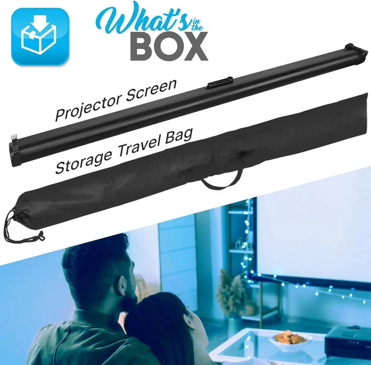Alt view image 2 of 7 - 50 Inch Portable Projector Screen - Portable Floor Standing Manual Retractable Pull-Out Style Mobile Movie Screen Home Theater Cinema Wedding Party Office Presentation Quick Assembly