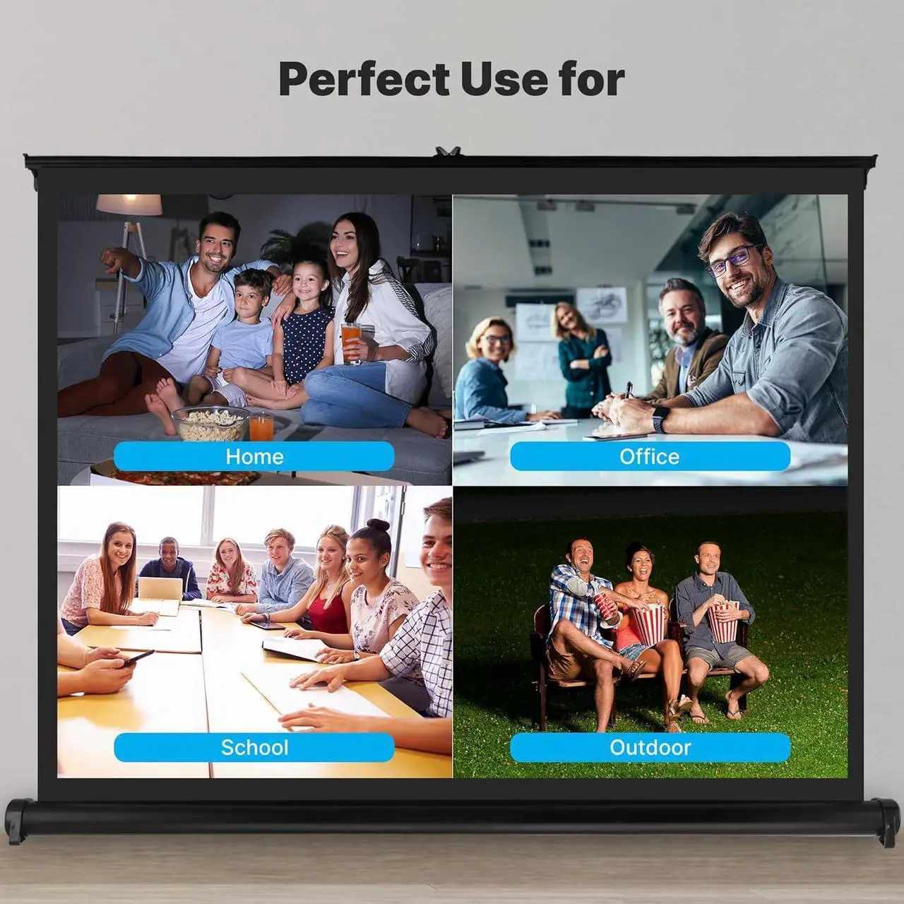 Alt view image 5 of 7 - 50 Inch Portable Projector Screen - Portable Floor Standing Manual Retractable Pull-Out Style Mobile Movie Screen Home Theater Cinema Wedding Party Office Presentation Quick Assembly