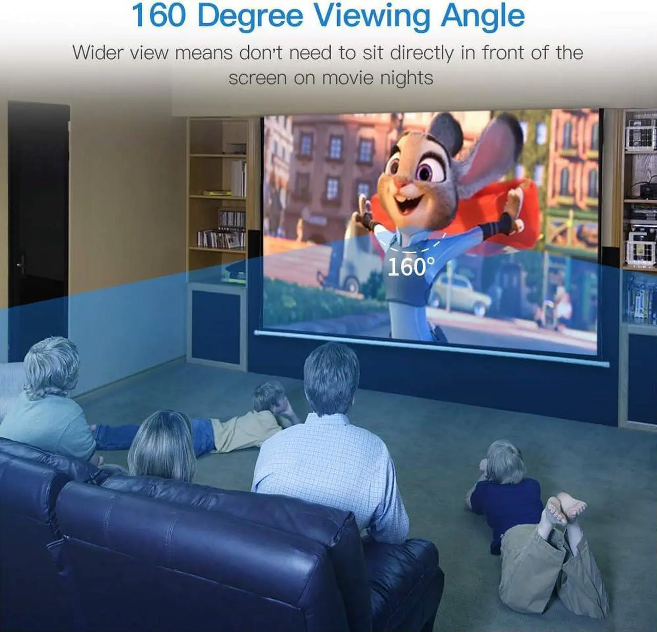 Alt view image 6 of 7 - Motorized Projector Screen 100 inch 16:9 HD Diagonal Indoor and Outdoor Movie Screen with Remote Control for Family Home Office Theater Black