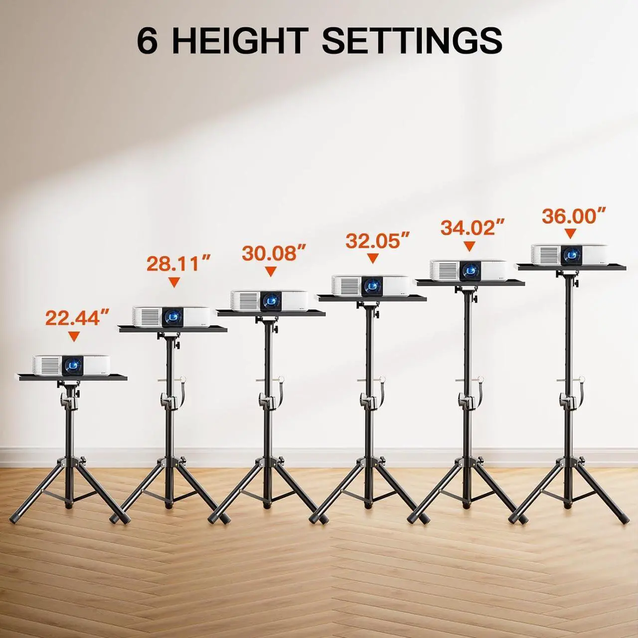Alt view image 6 of 7 - Projector Stand Laptop Stand with Adjustable Height 22 to 36 inch Projector Mount as DJ Racks/Projector Tripod Stand/Laptop Floor Stand for Office Home Stage or Studio-AMPS01