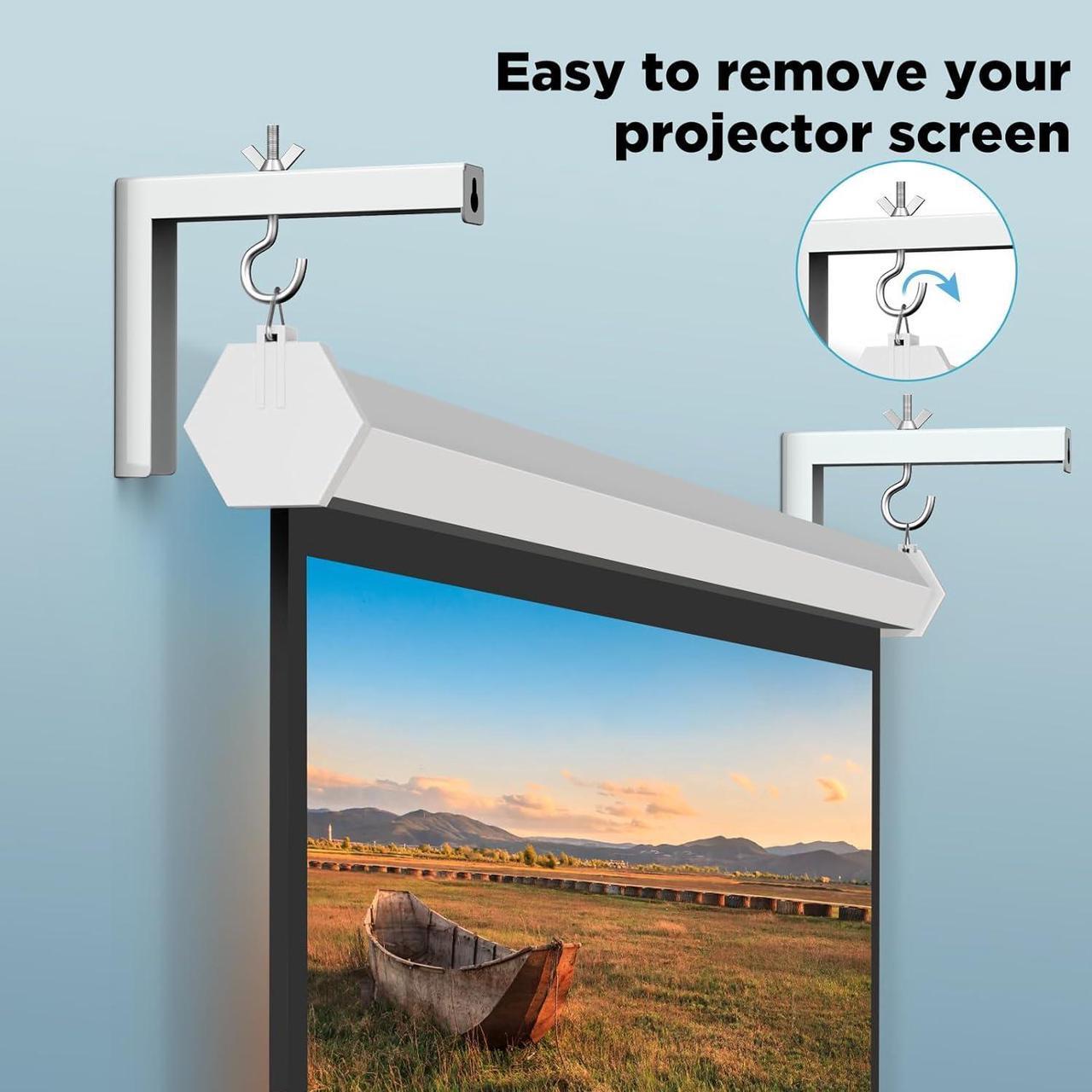 Alt view image 2 of 7 - Universal Projector Screen Ceiling Mount Wall Hanging Mount L-Brackets 6 inch Adjustable Extension Projector Screen Holder with Hook Kit & Bubble Level