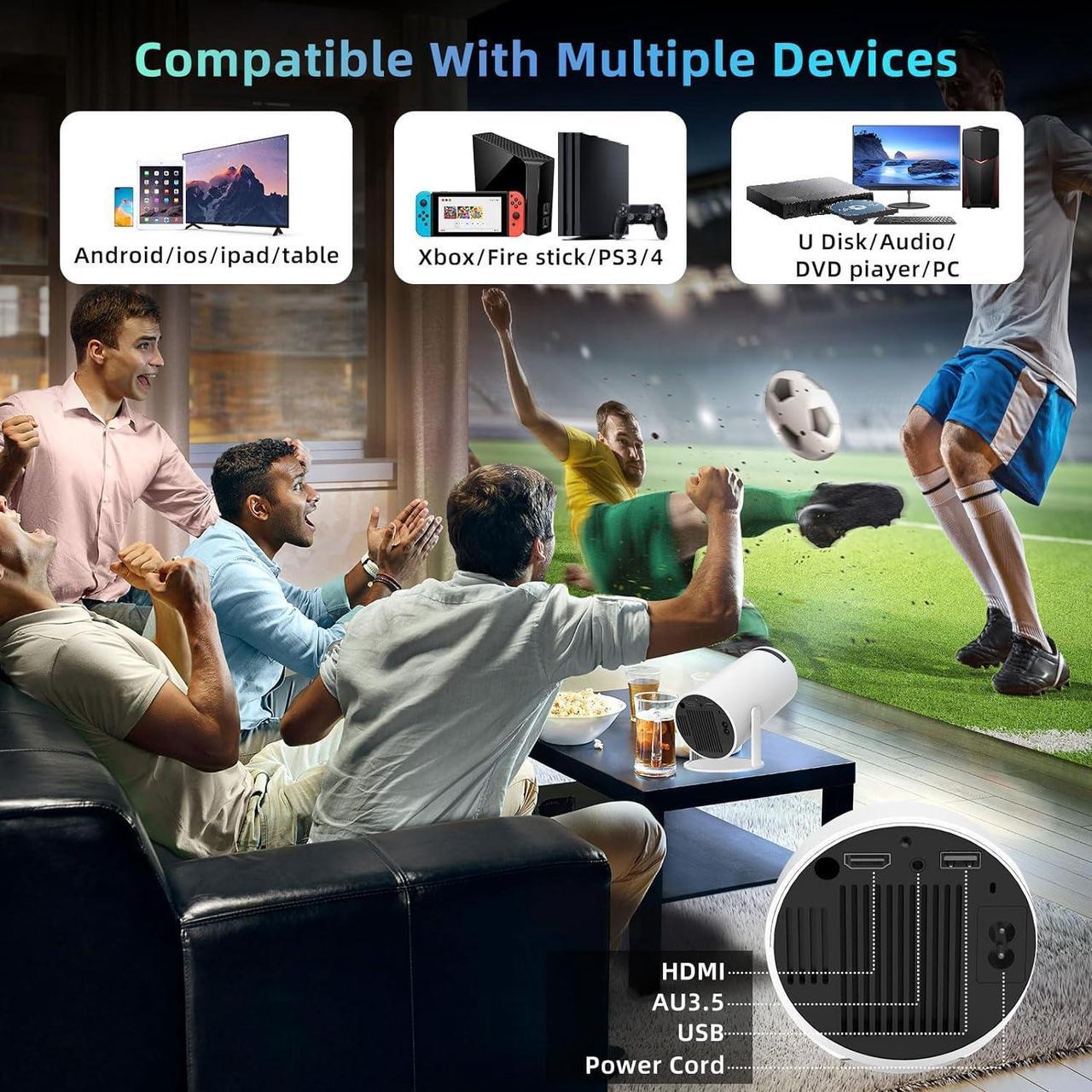 Alt view image 5 of 6 - Portable Projector WiFi Bluetooth: Auto Keystone Mini projector for IOS Android Phone Laptop TV Stick HDMI USB