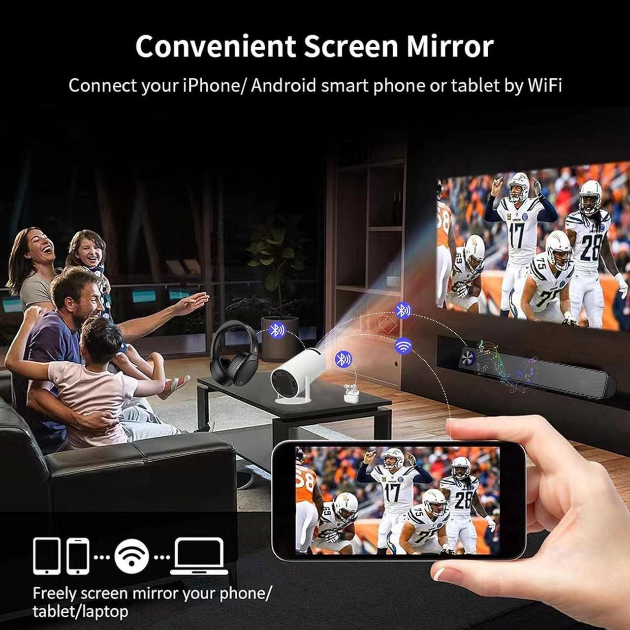 Alt view image 6 of 6 - Portable Projector WiFi Bluetooth: Auto Keystone Mini projector for IOS Android Phone Laptop TV Stick HDMI USB