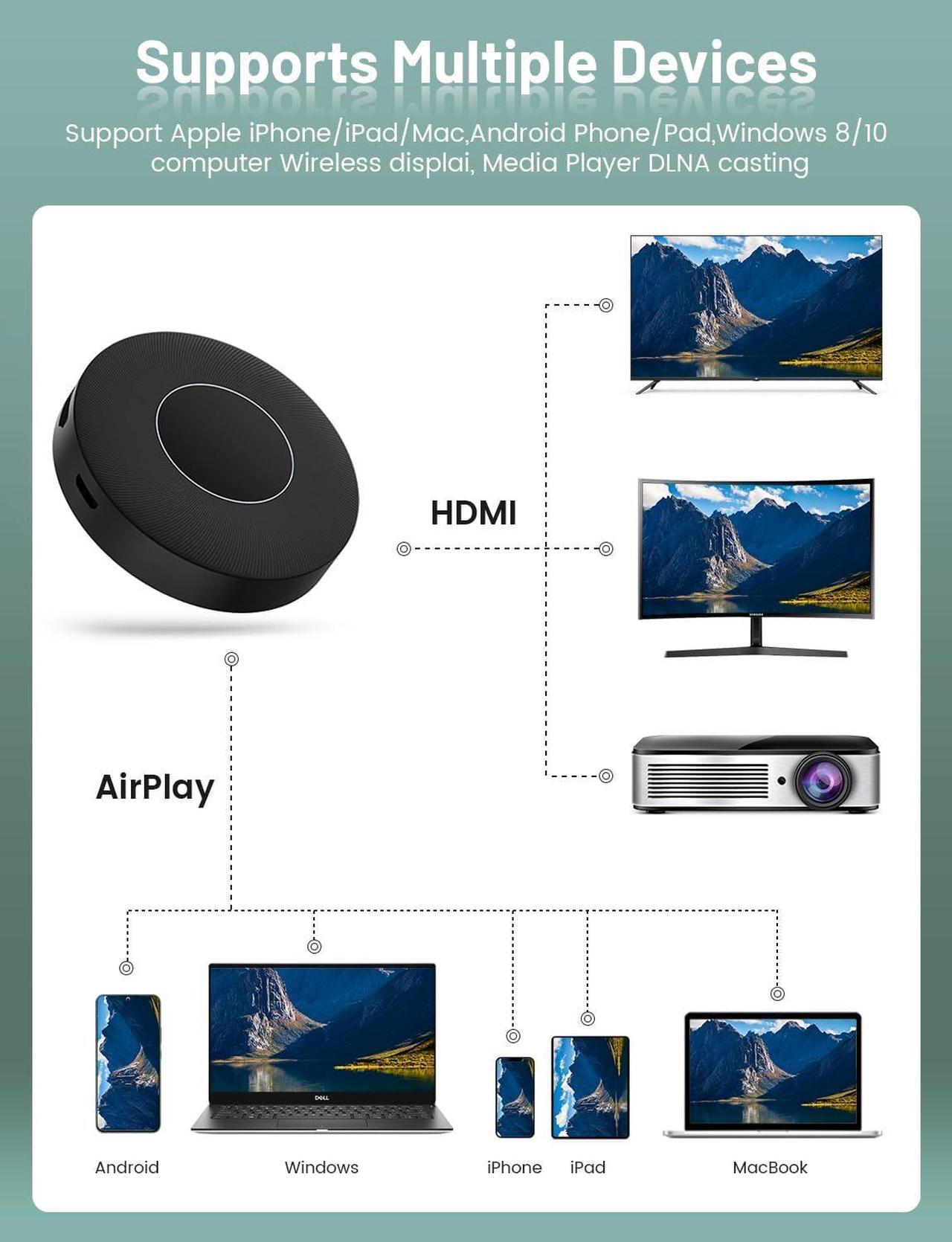 Alt view image 5 of 7 - Wireless HDMI Display Dongle Adapter No Need Any APP No Setup Streaming Video/Audio from Laptop Tablet PC Smartphone to HDTV/Projector Support Android iOS Windows and MacOS